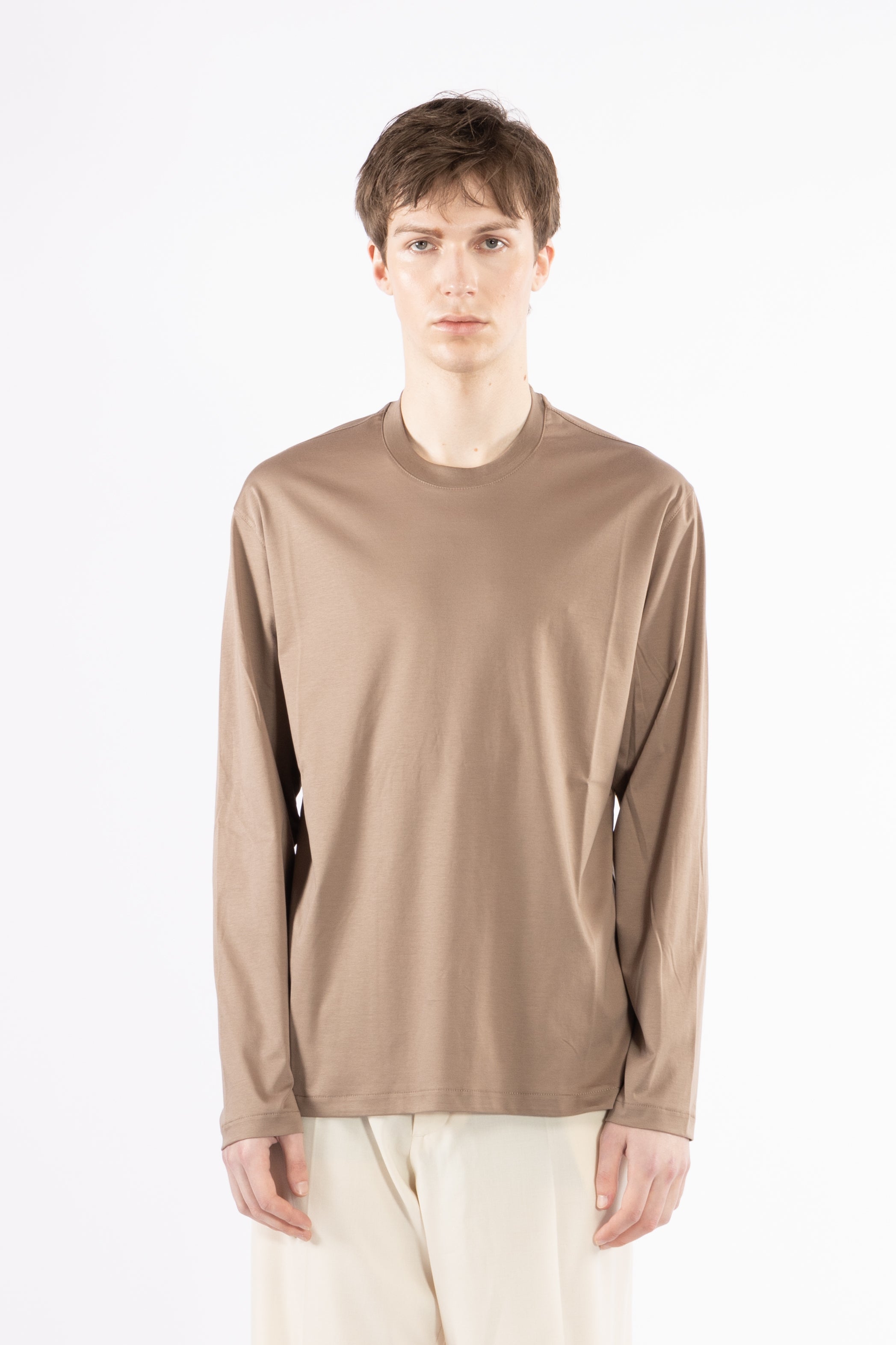T-shirt in cotone mercerizzato - Taupe