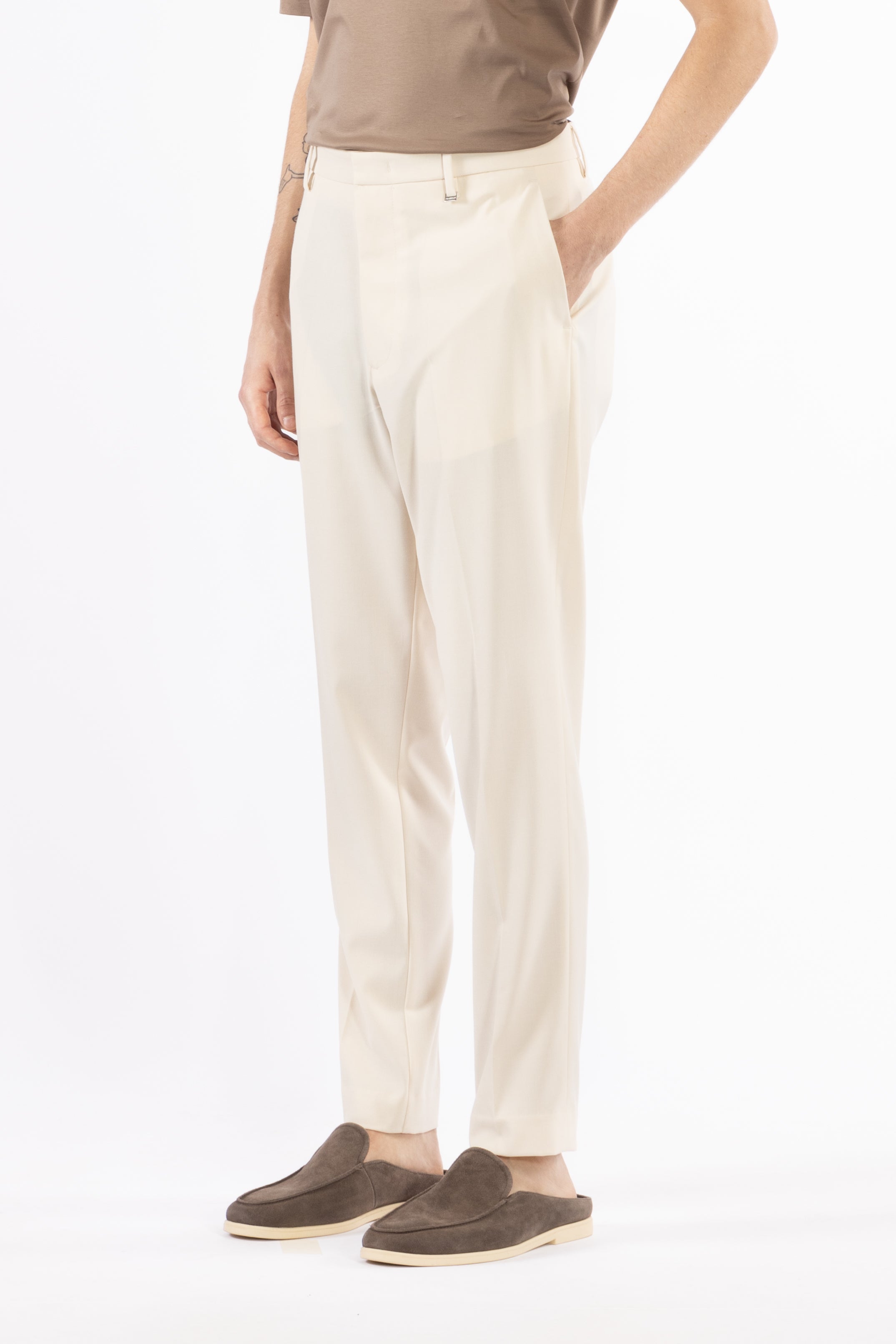 Pantalone tasca america regolare - Panna