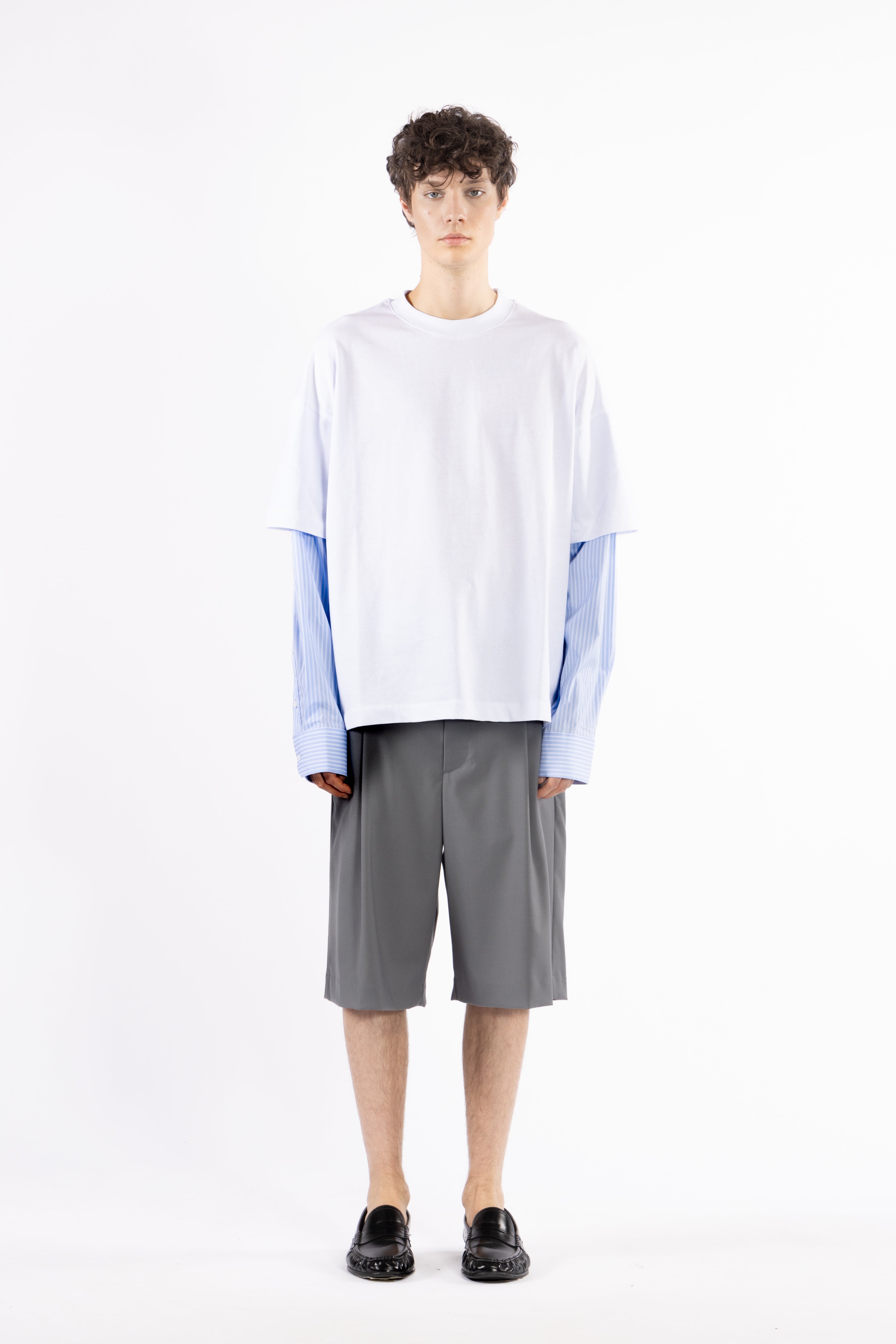 T-shirt oversize doppia manica camicia - Bianco