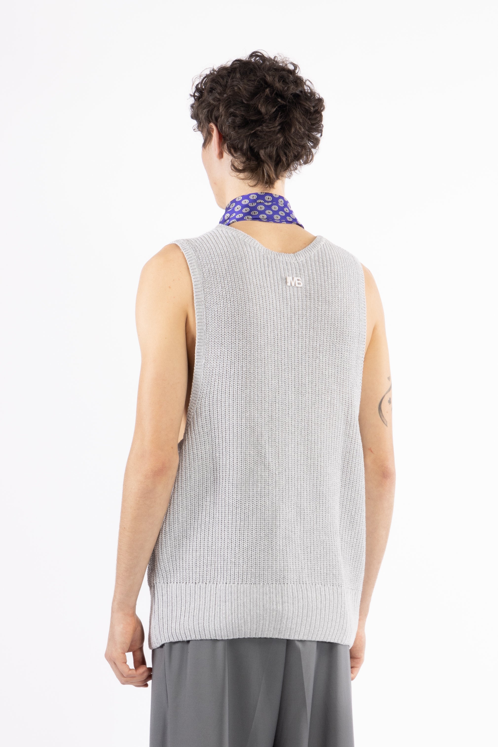 Canotta ampia in maglia - Grigio