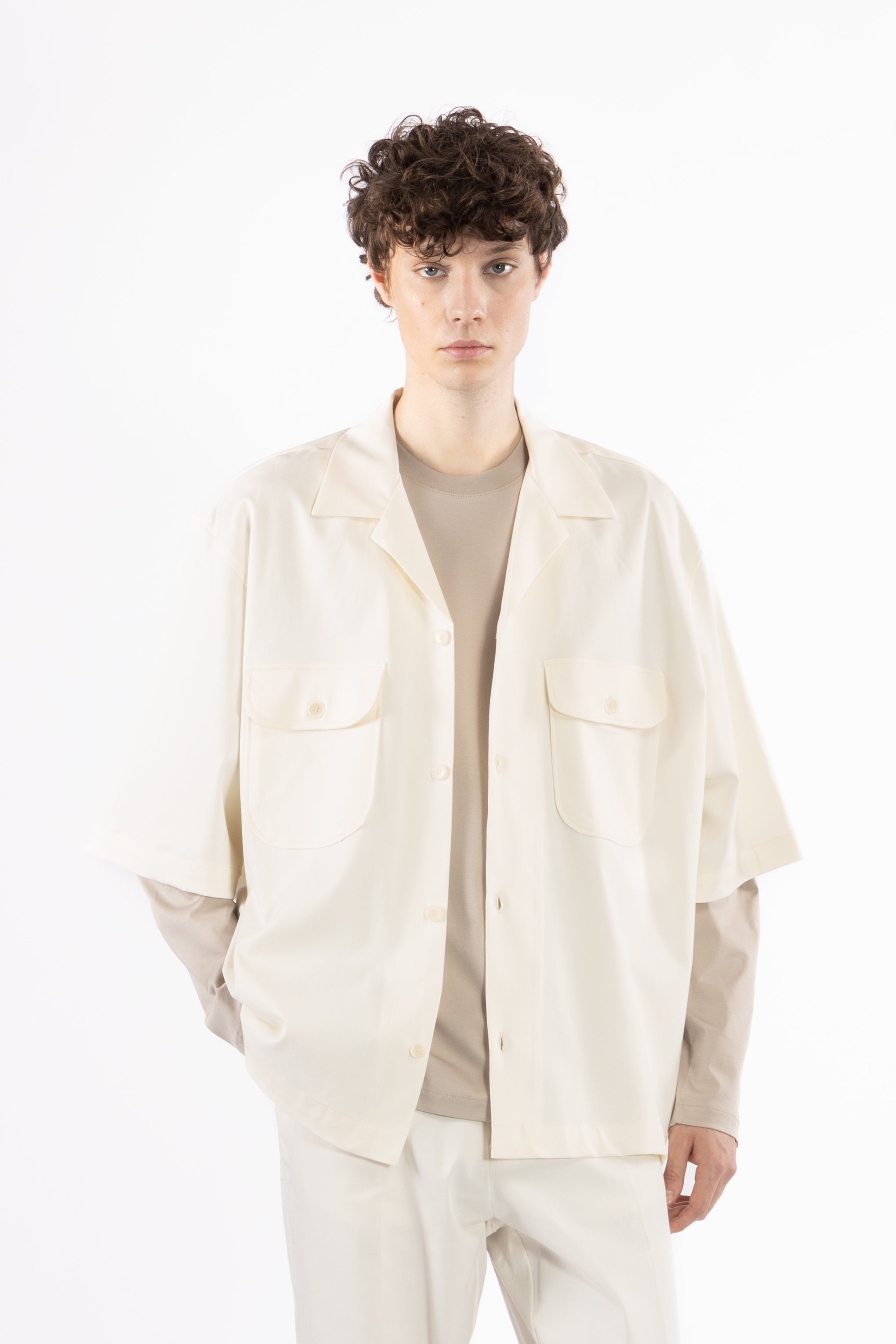 Camicia maniche ampie in cotone - Panna