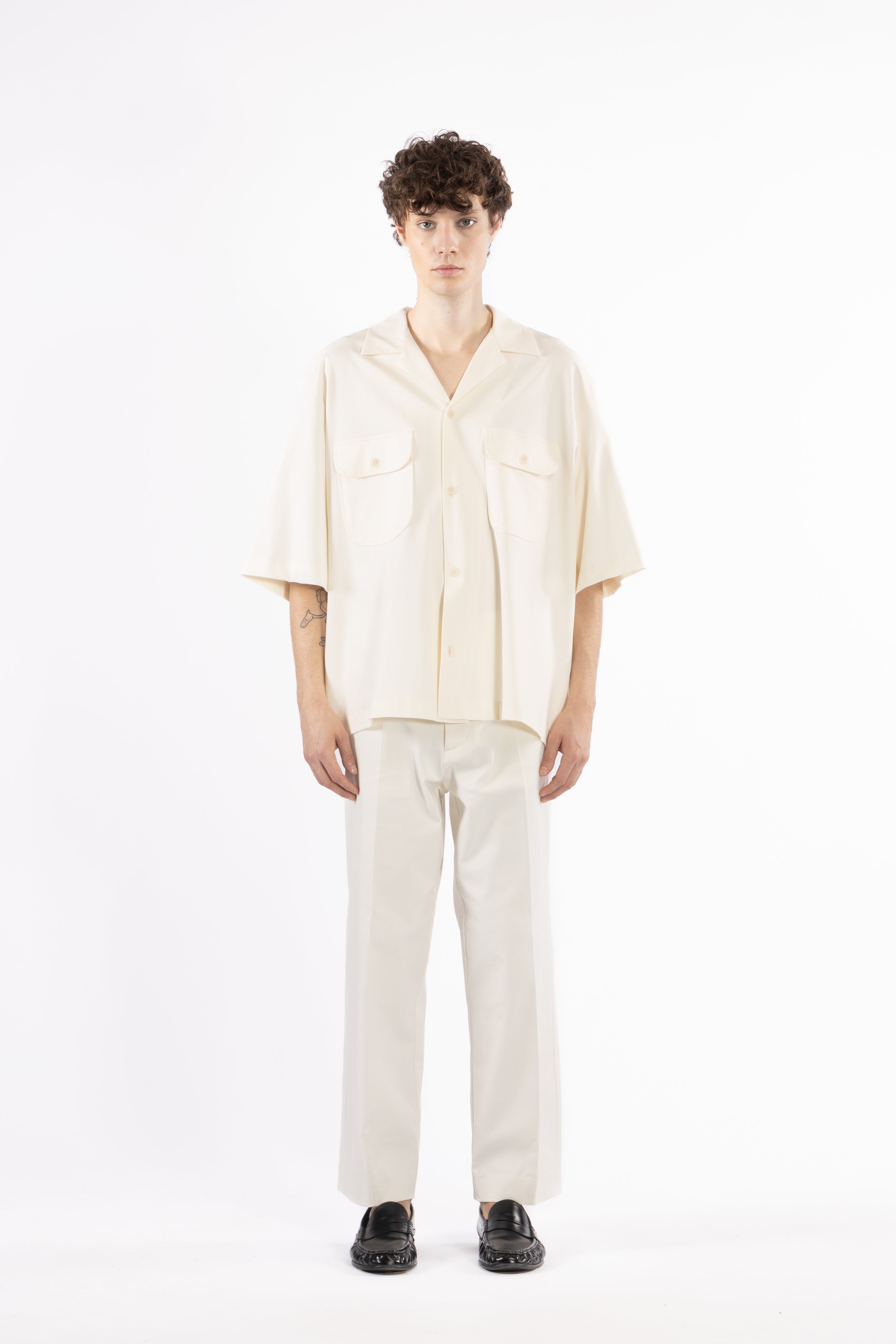 Camicia maniche ampie in cotone - Panna