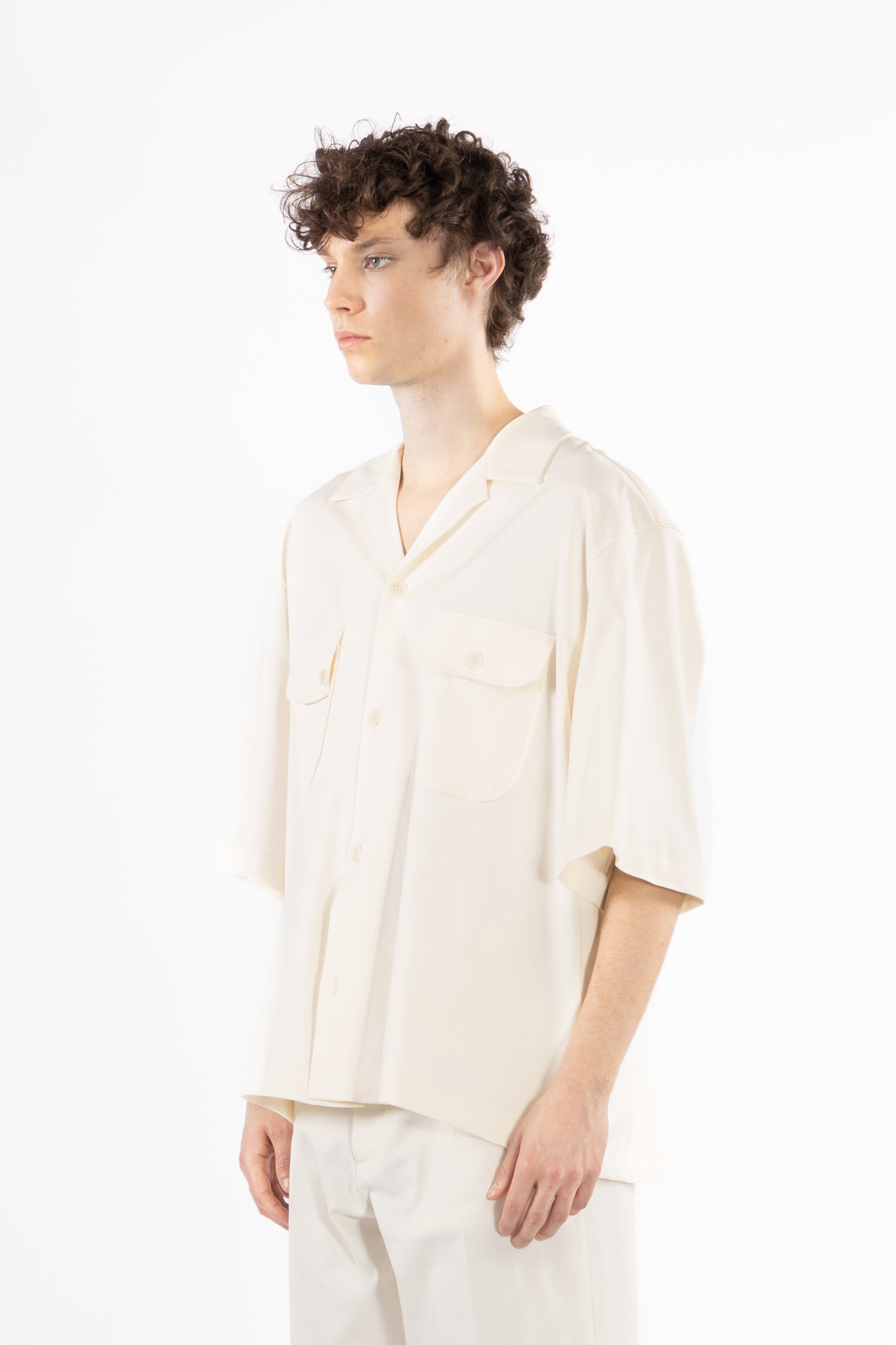 Camicia maniche ampie in cotone - Panna