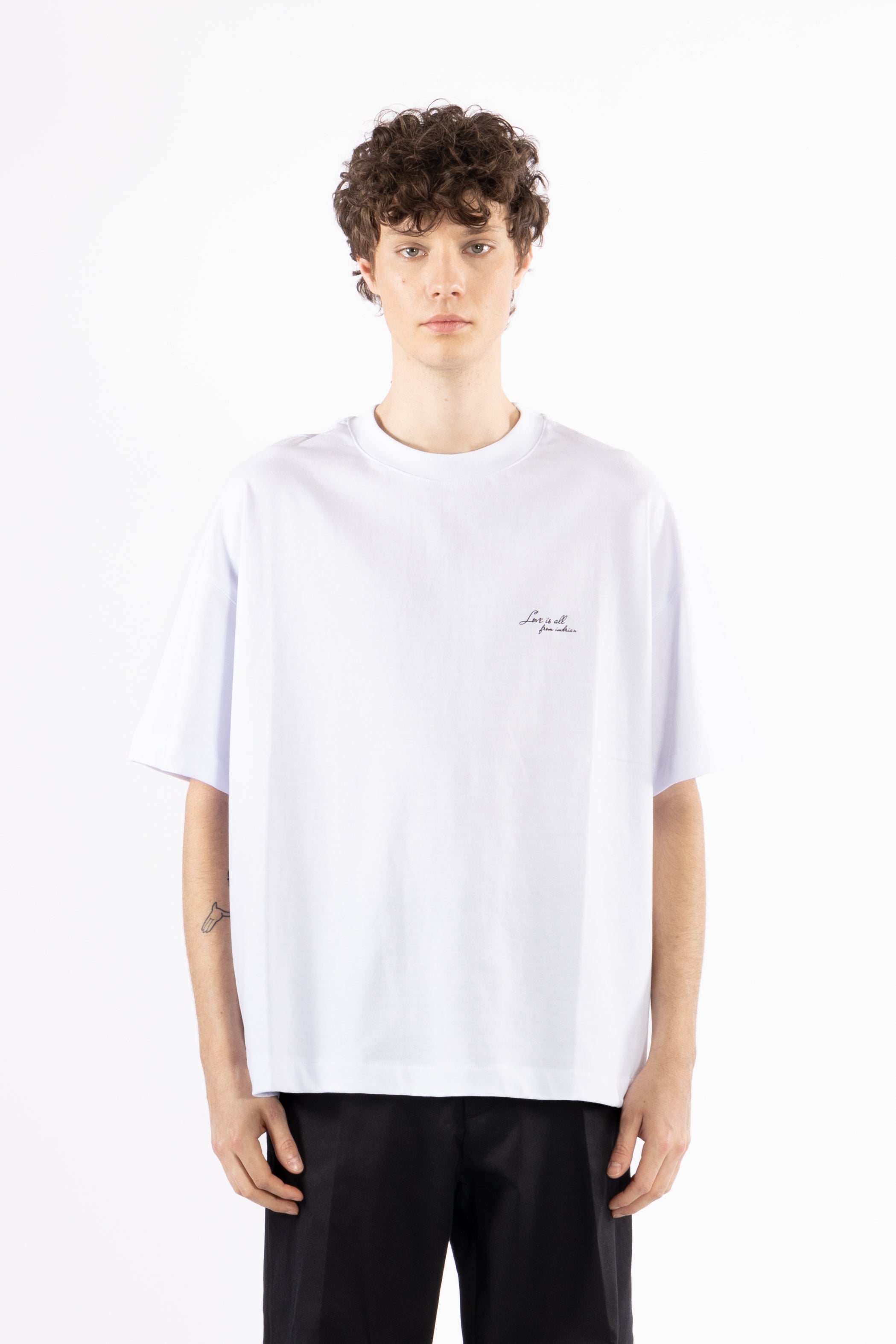 T-shirt oversize love is all - Bianco