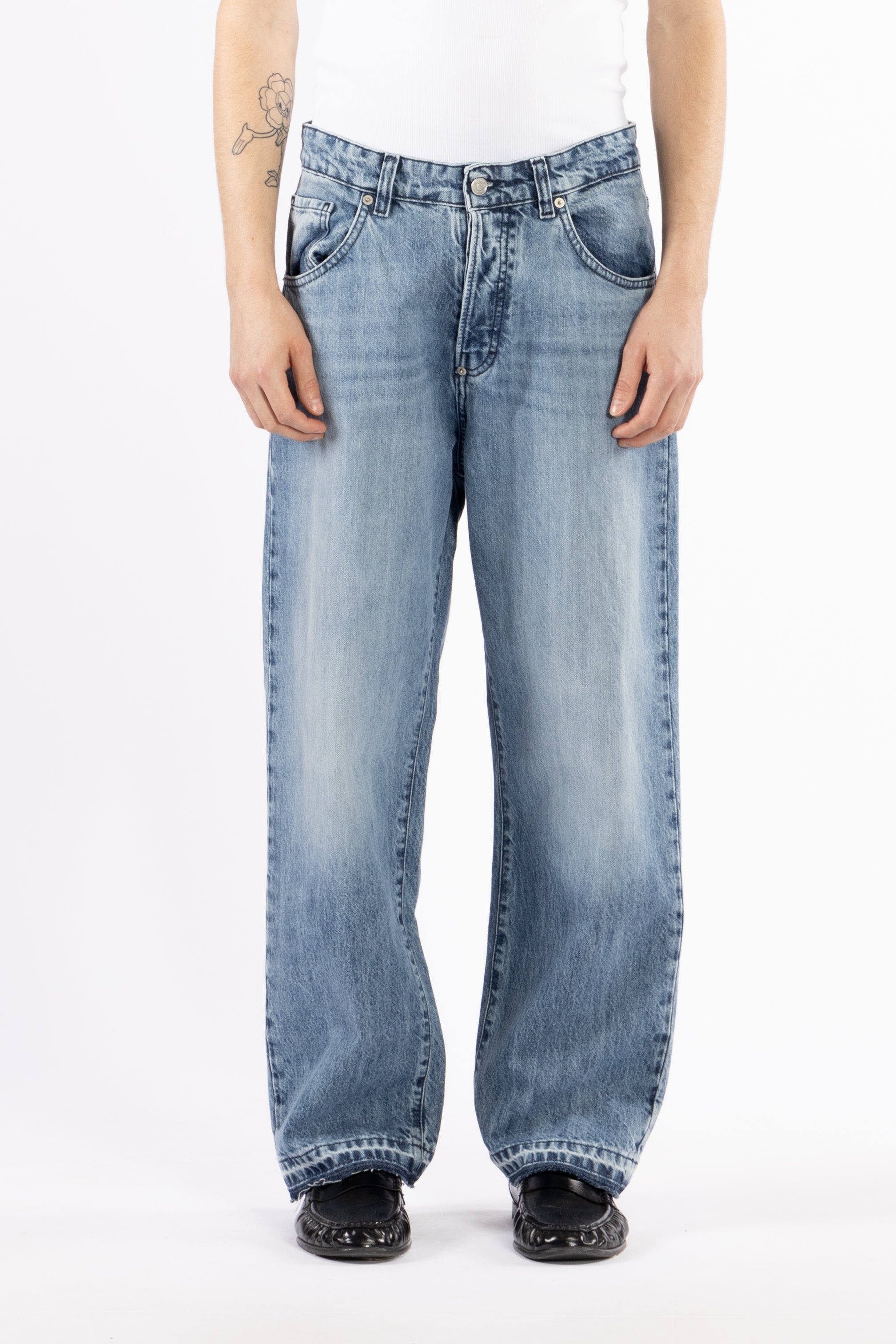 Jeans crop fit stone wash