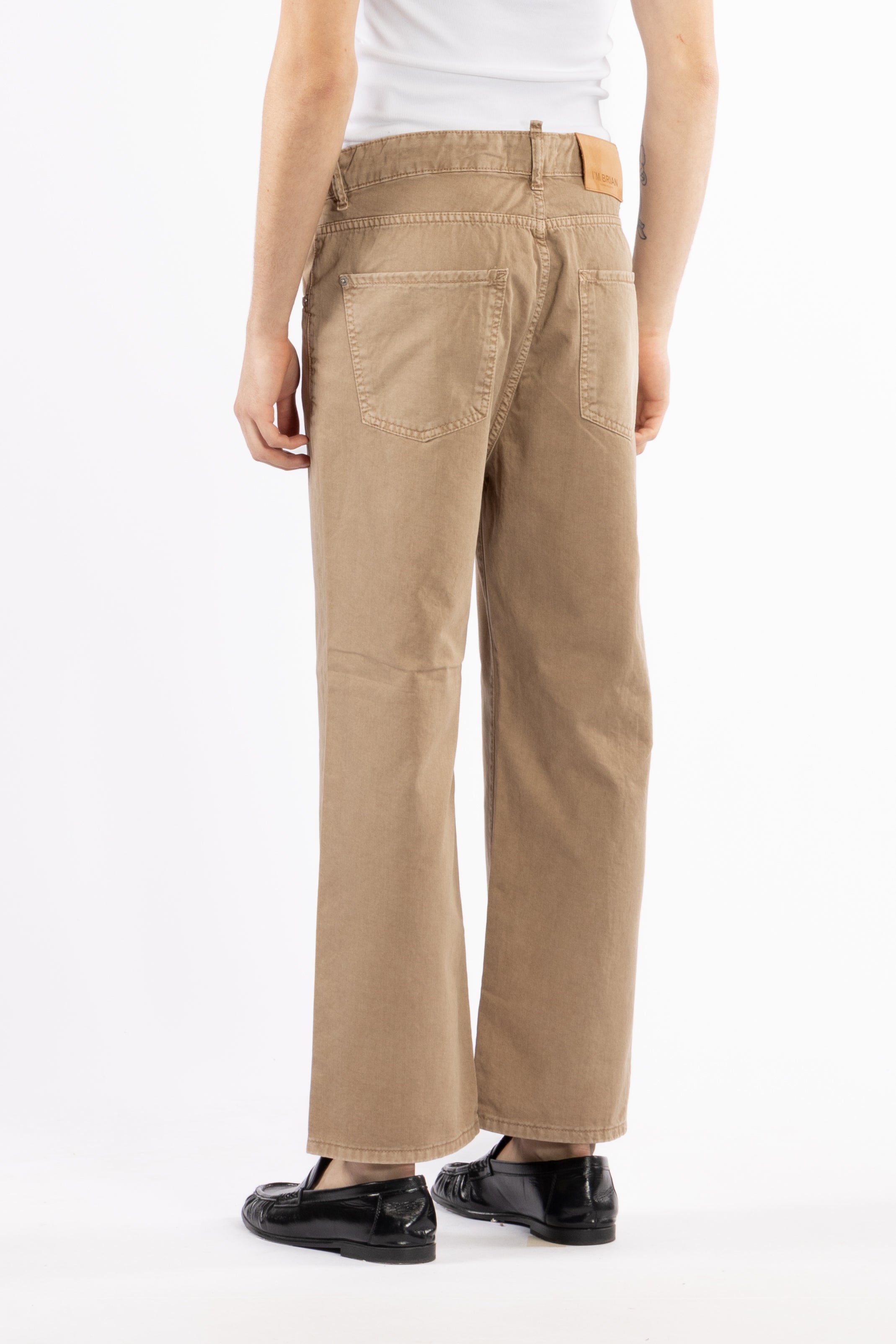 Jeans in cotone denim crop fit - Beige