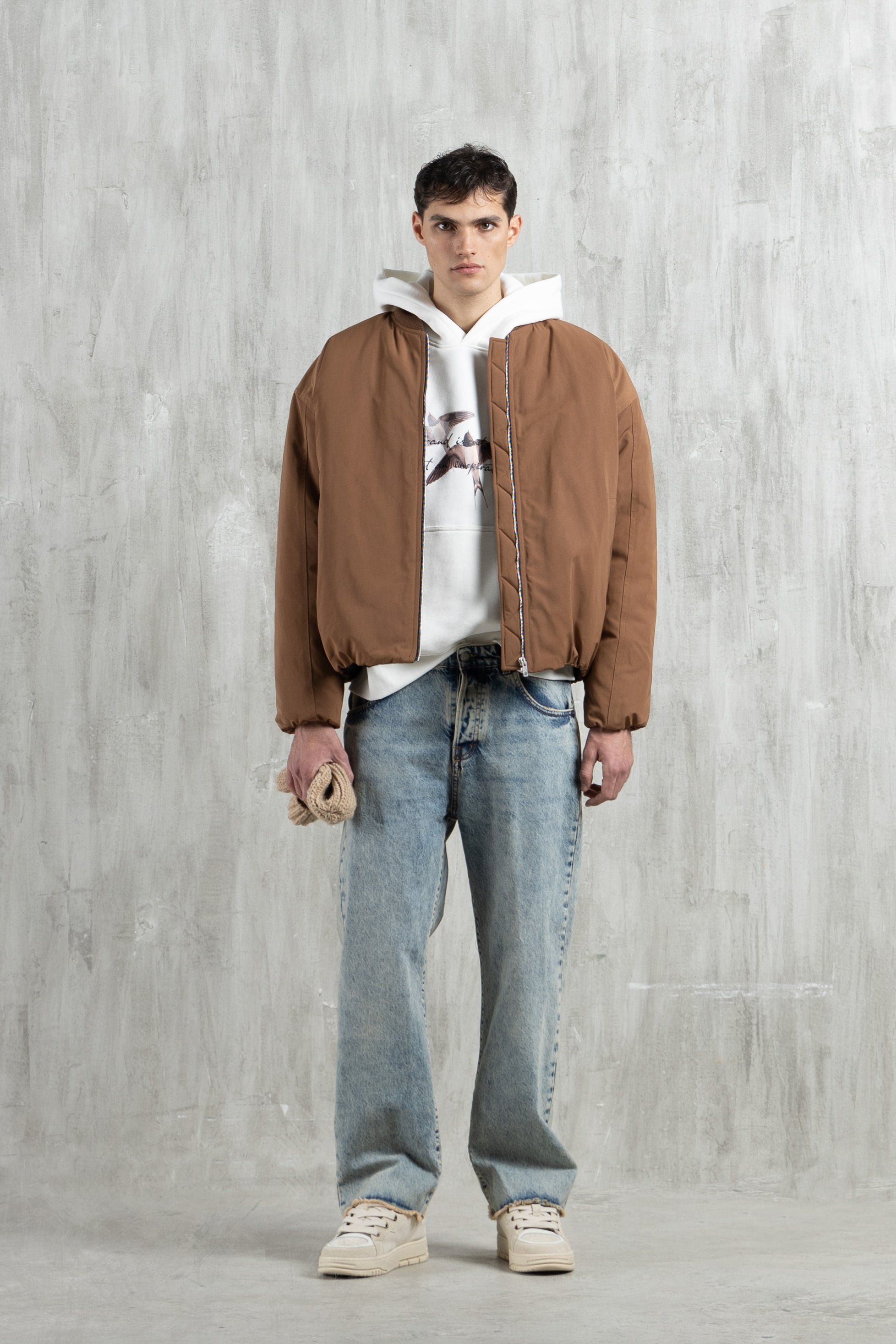 Bomber oversize in nylon - Tabacco