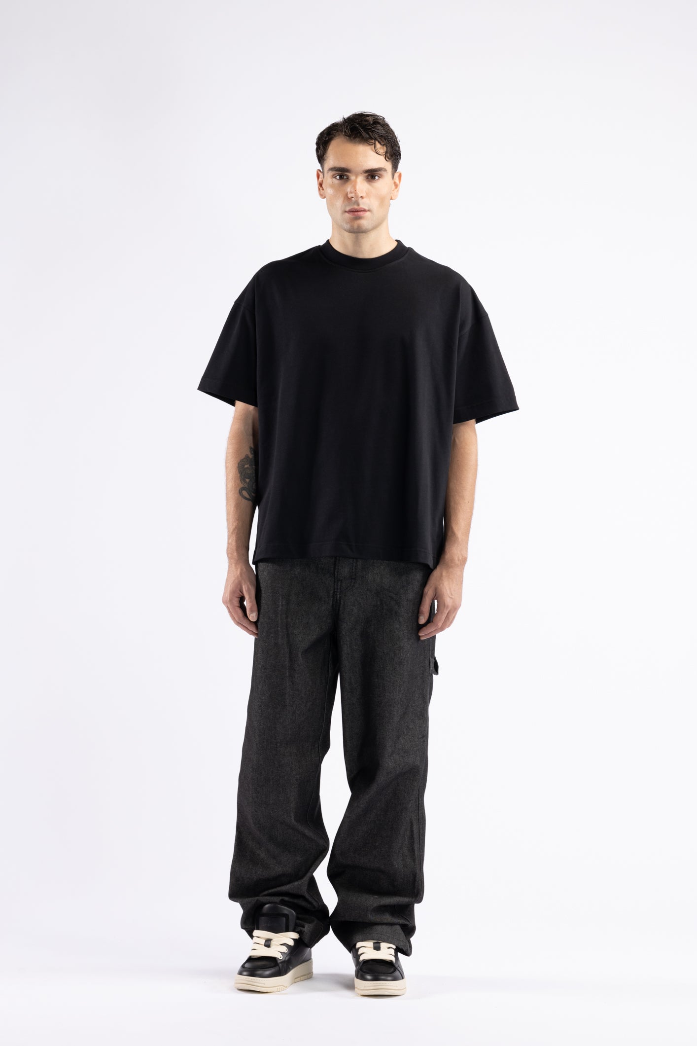 T-shirt oversize stampa retro - Nero