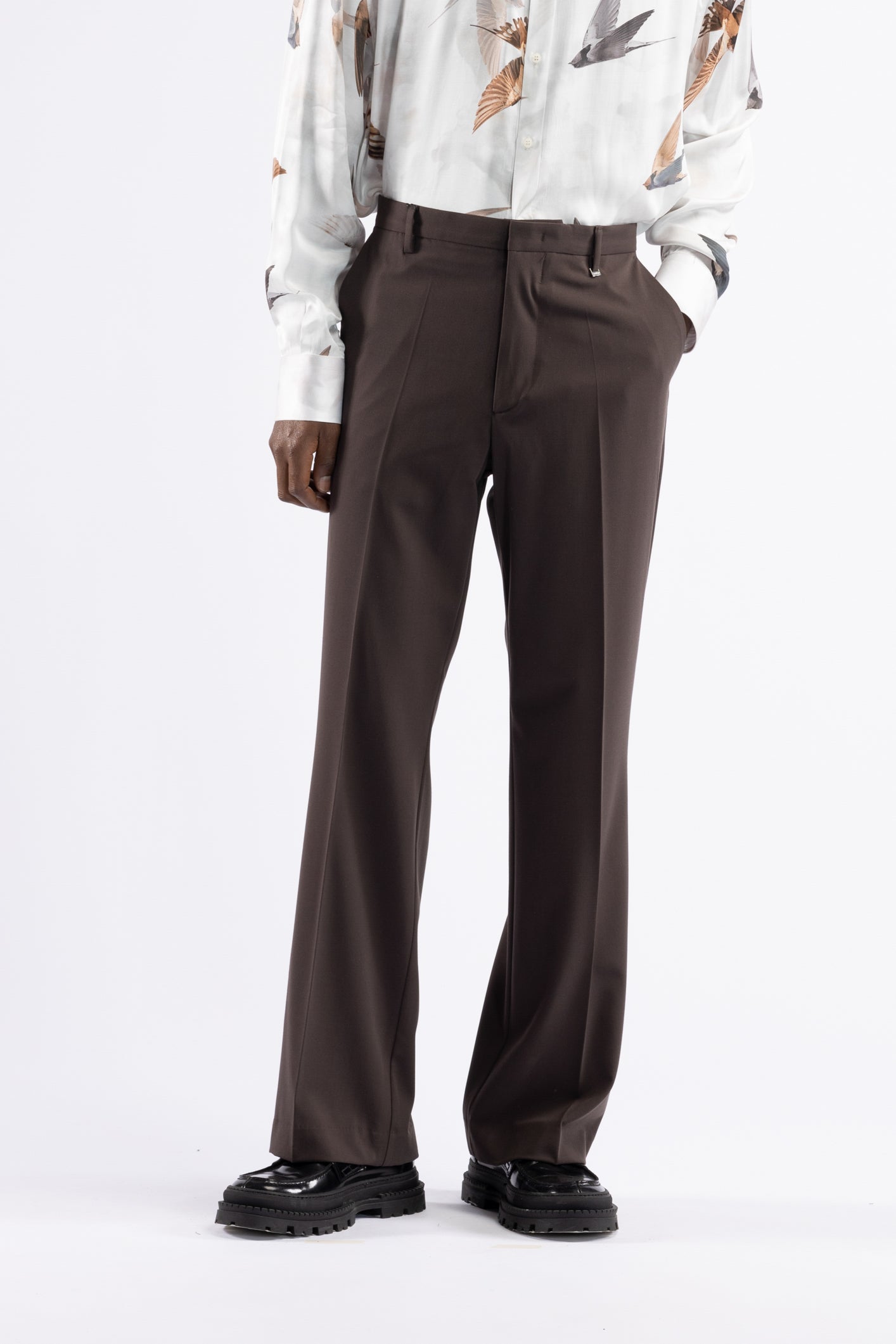 Pantalone flare misto lana - Moro