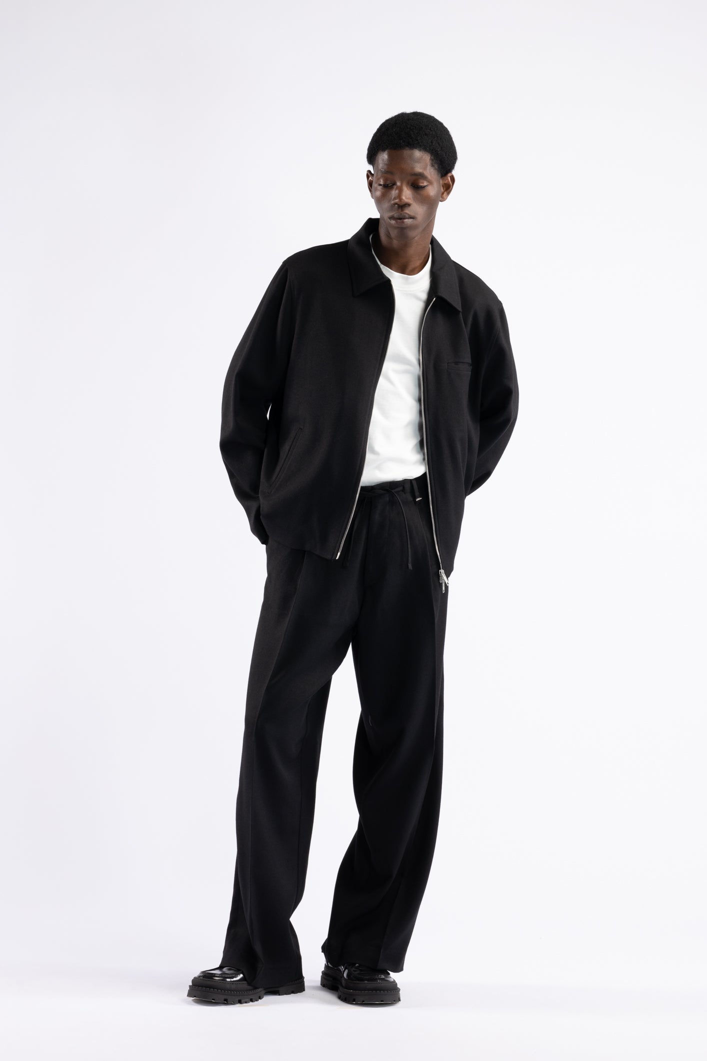 Giacca camicia con cerniera - Nero