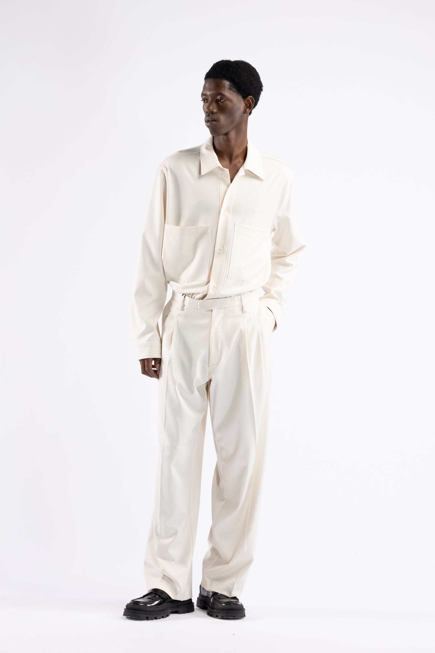Camicia in velluto a coste - Panna