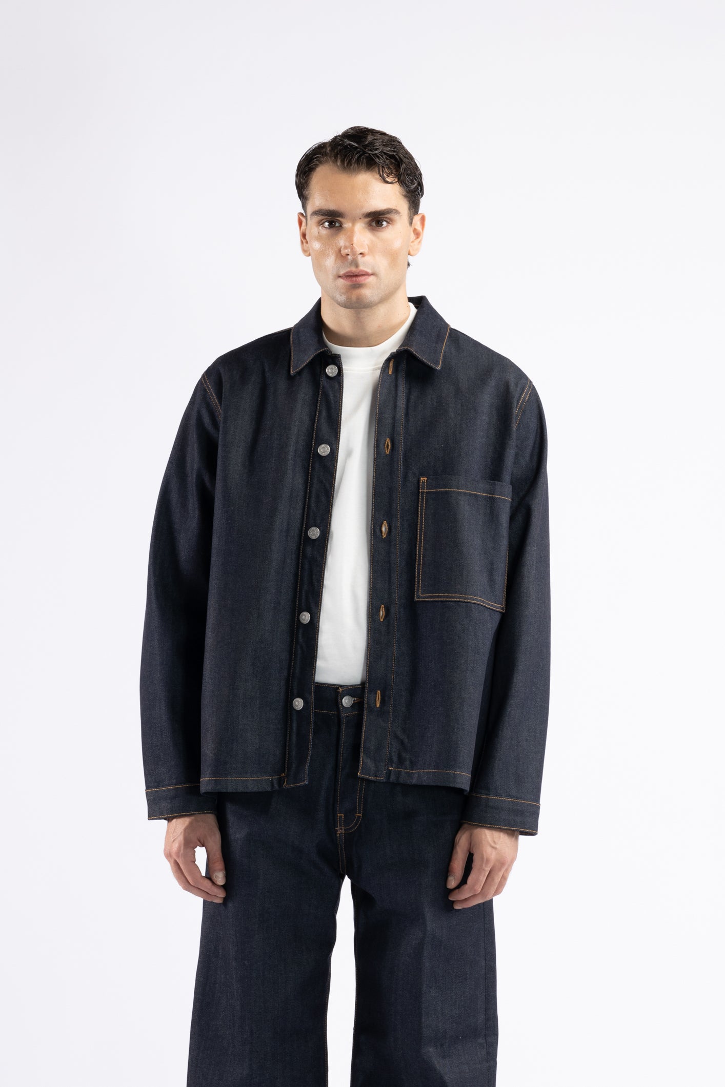 Camicia in denim indigo