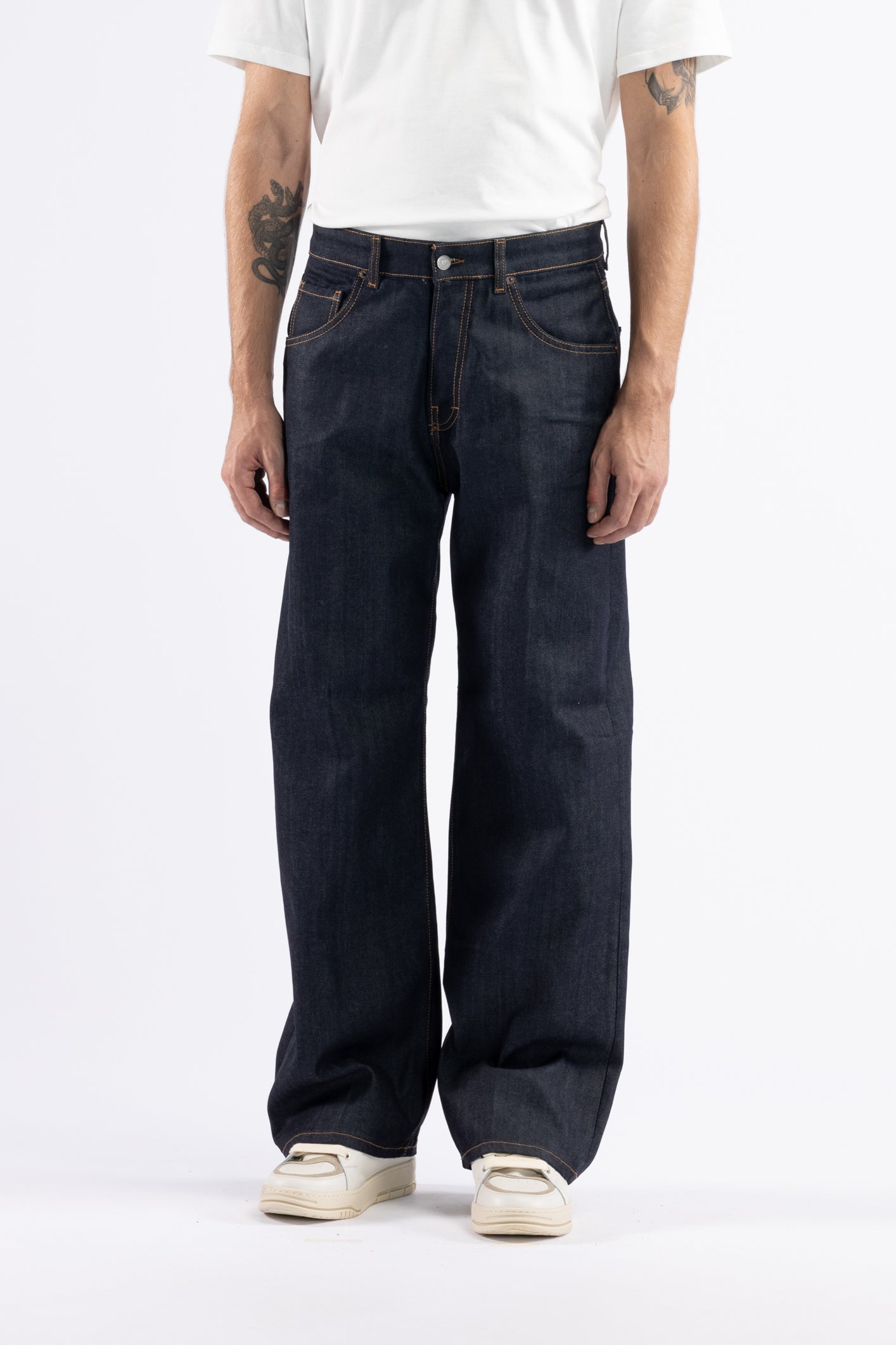 Jeans fondo ampio in denim indigo