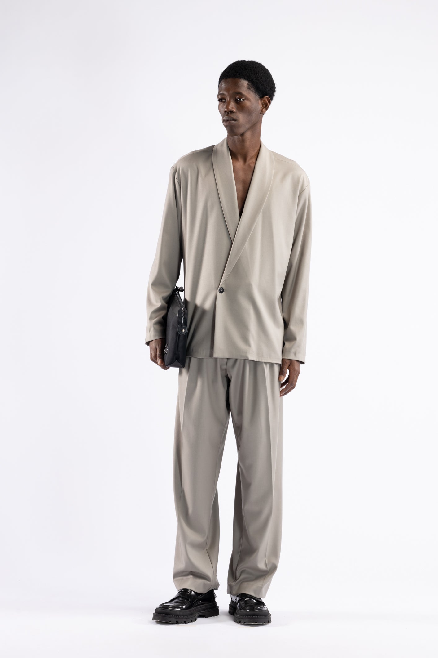 Giacca camicia collo sciallato - Mastice