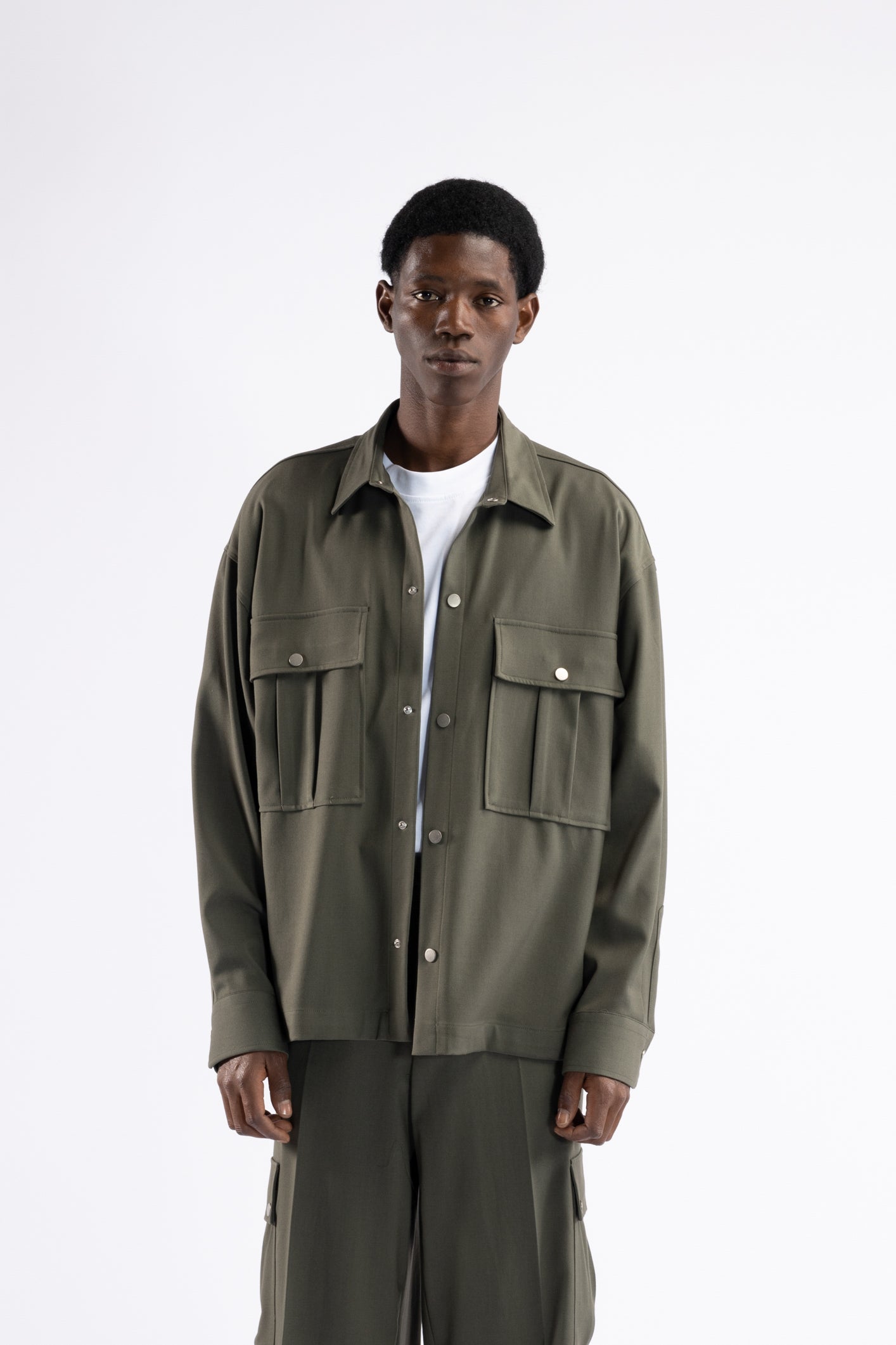 Camicia con tasconi - Verde