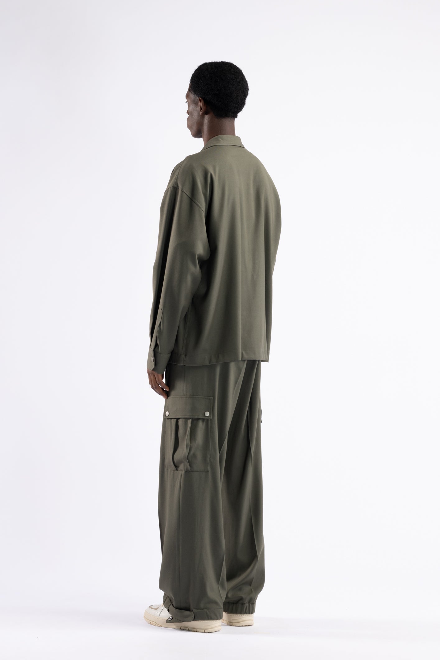 Wide Leg Cargo Pants - Green