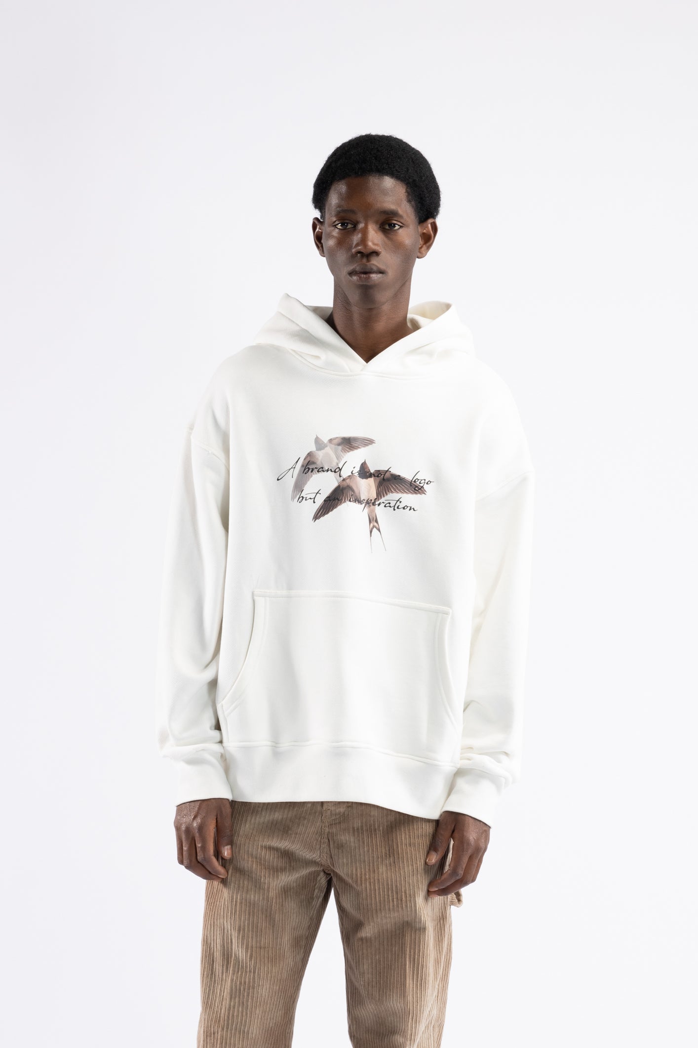 Oversized Swallow Print Sweatshirt - Cream