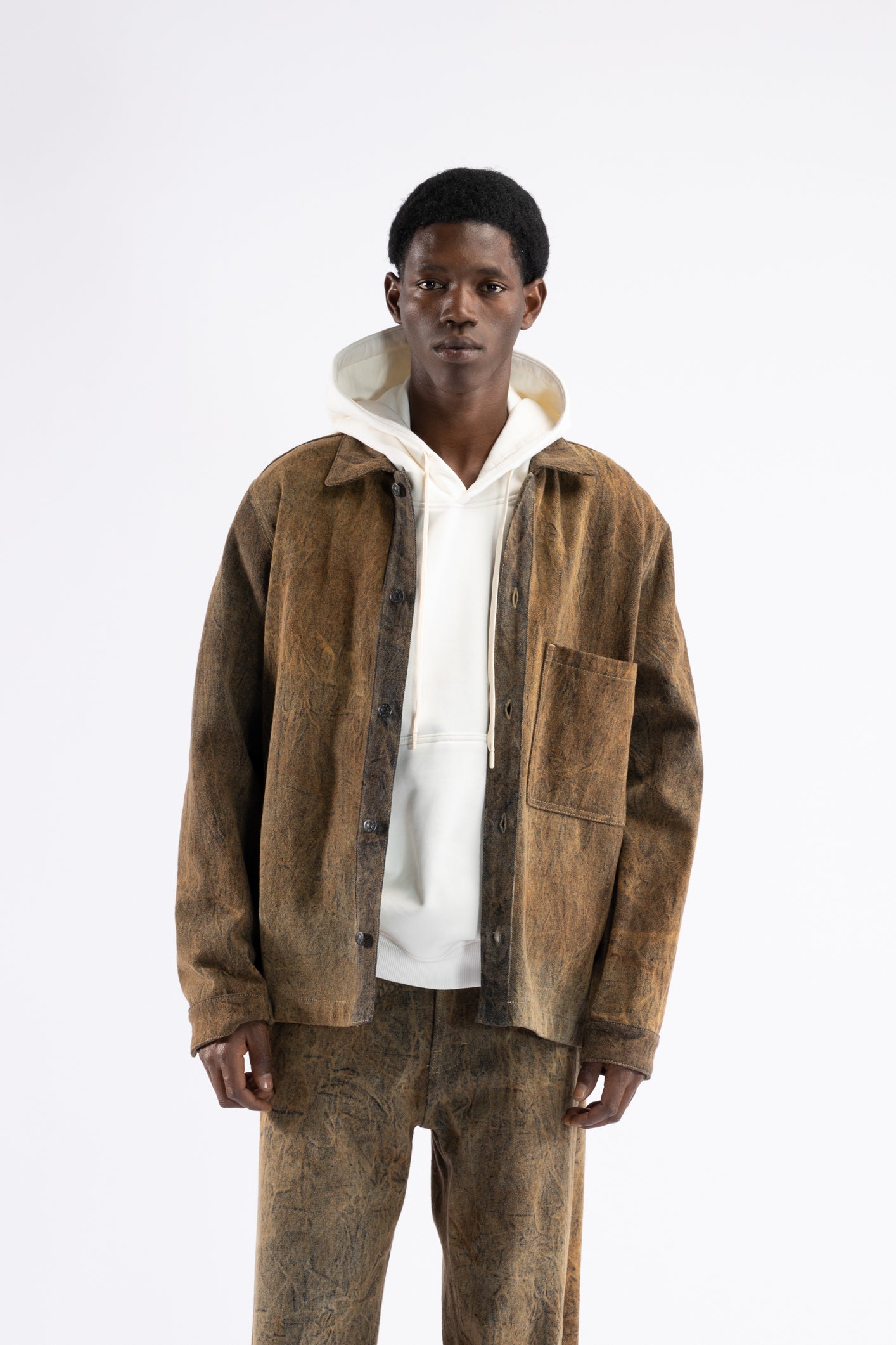 Camicia in denim lavato effetto ruggine