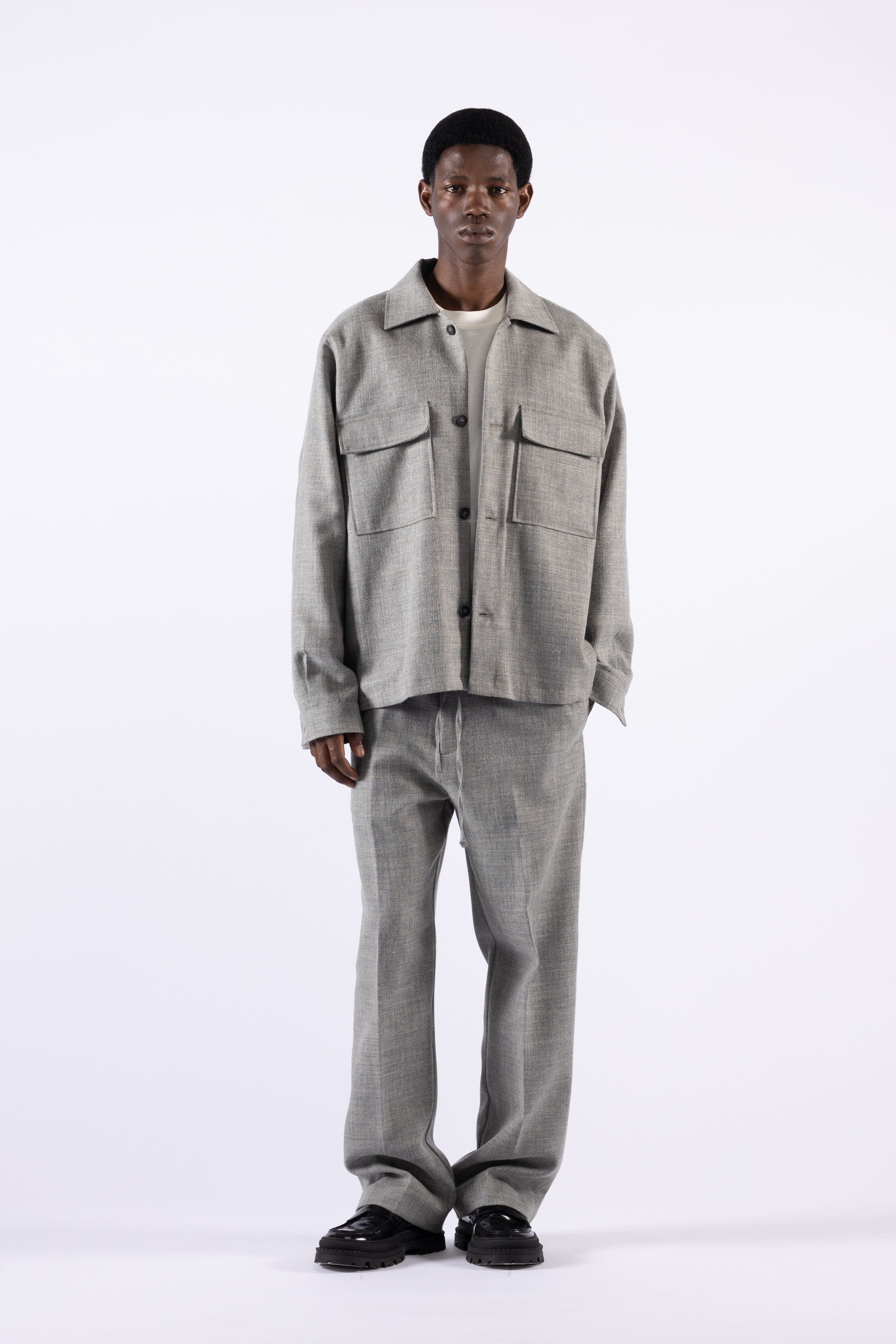 Giacca camicia in lana - Grigio