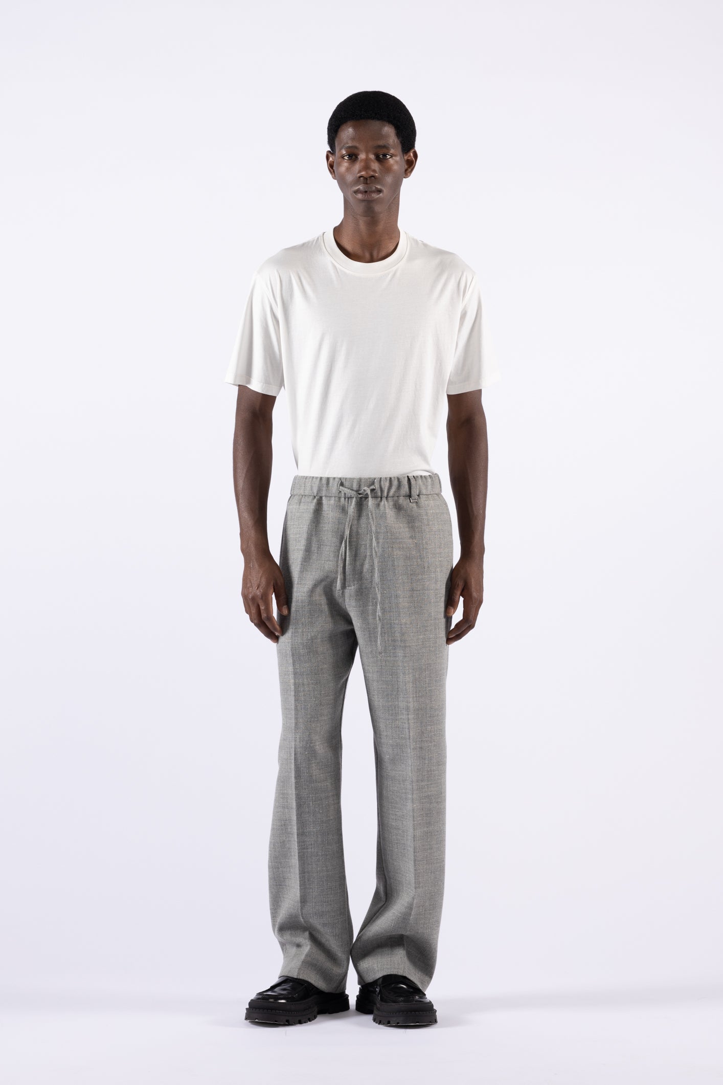 Pantalone fondo ampio in lana - Grigio