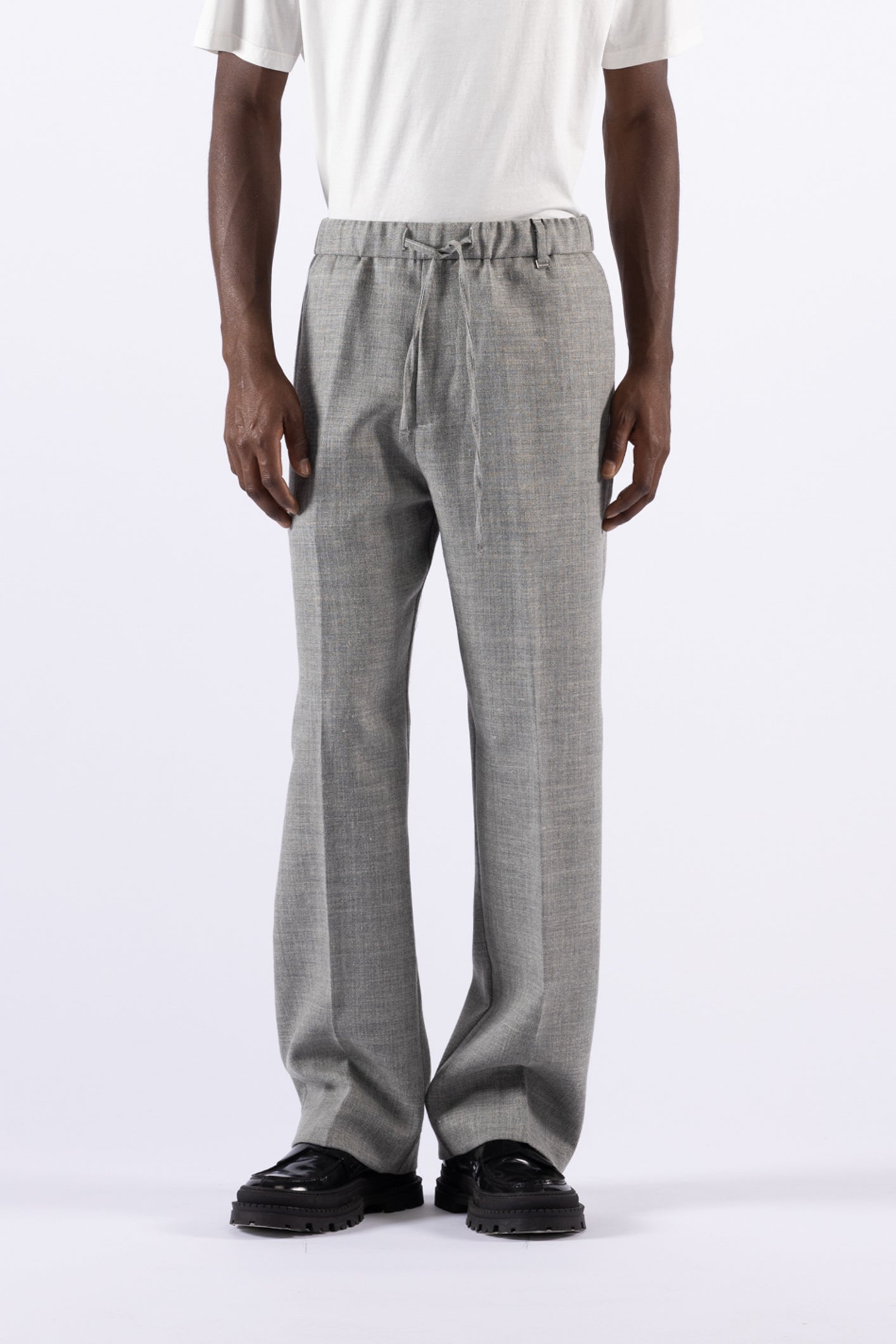 Pantalone fondo ampio in lana - Grigio