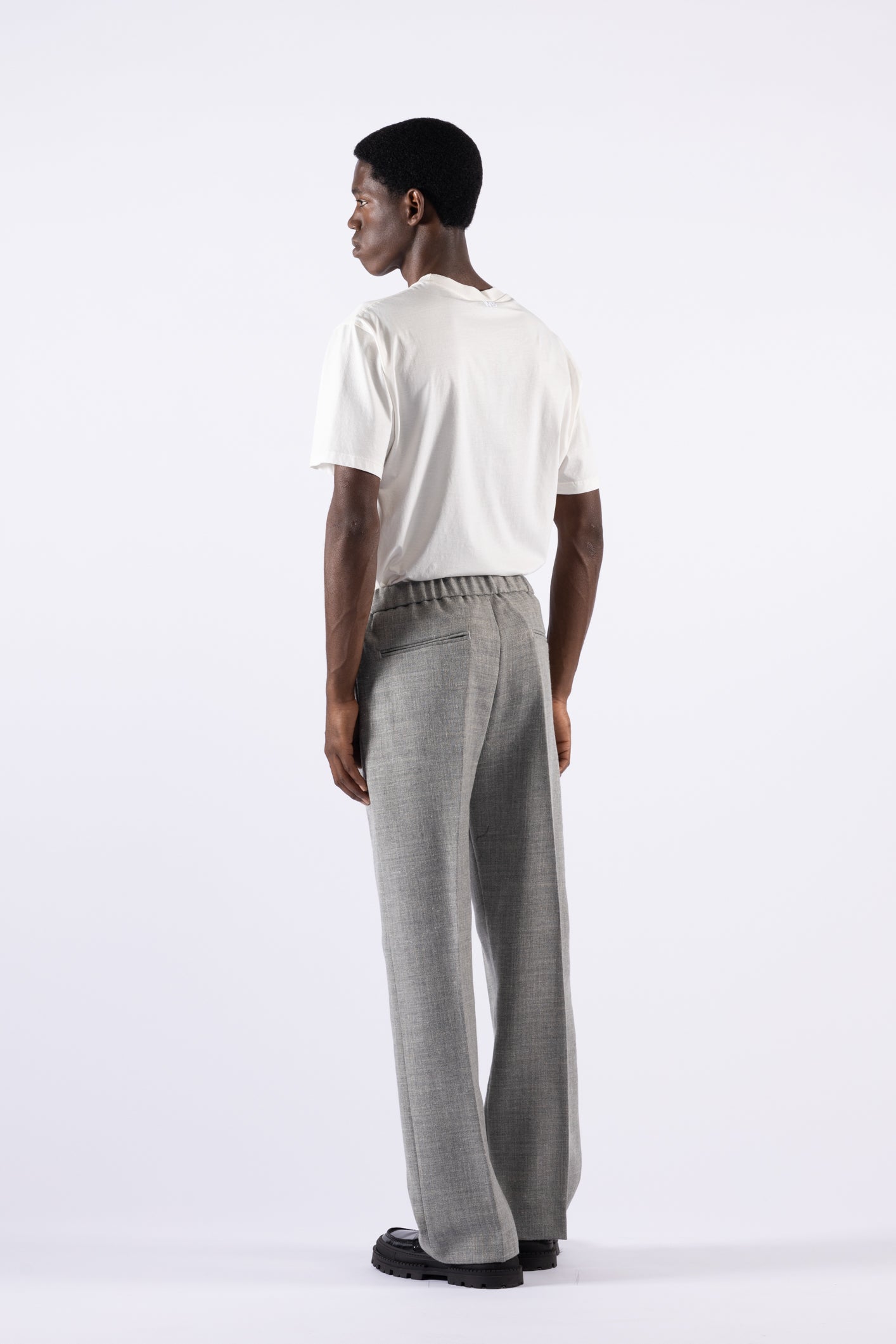 Pantalone fondo ampio in lana - Grigio