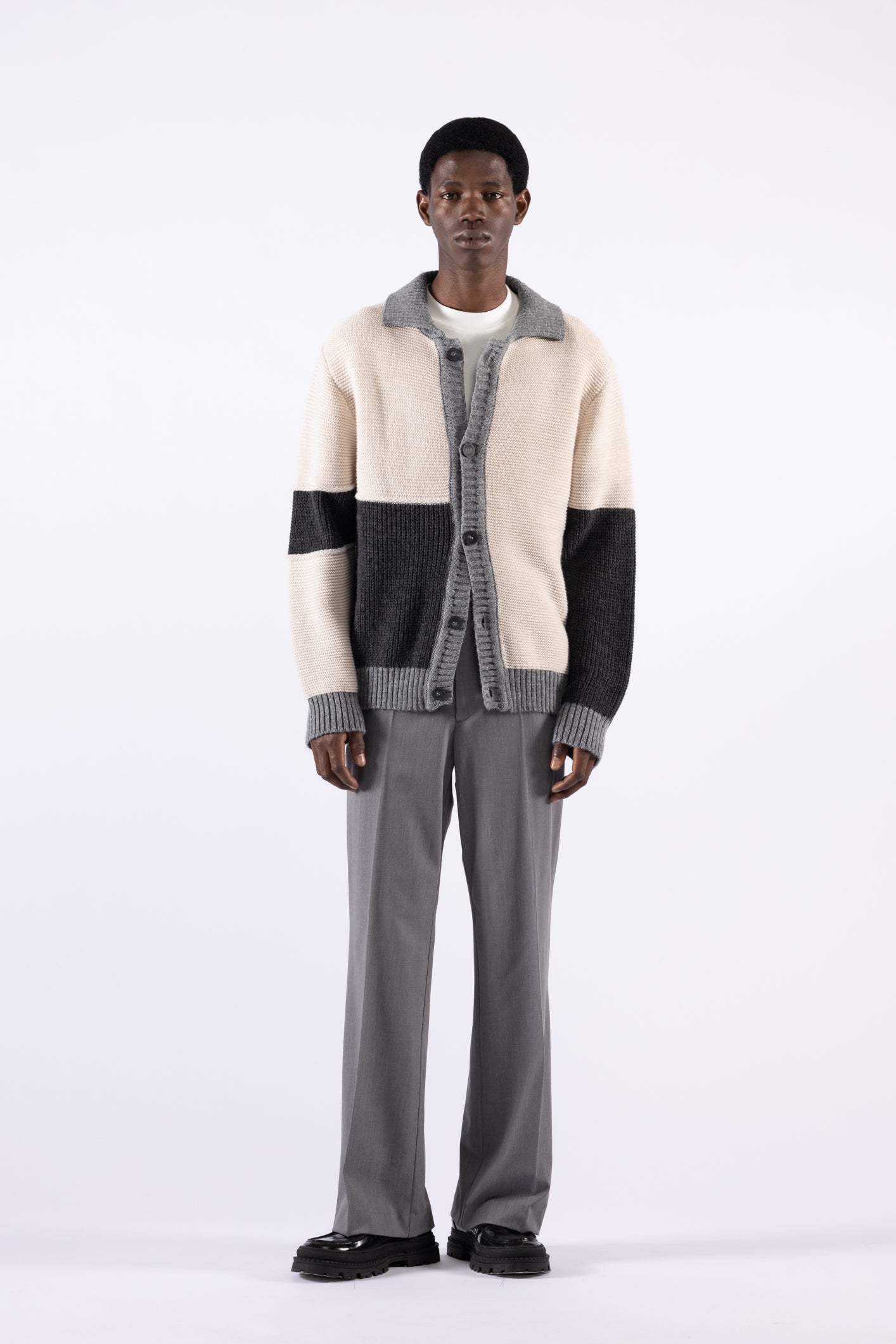 Cardigan in lana patchwork