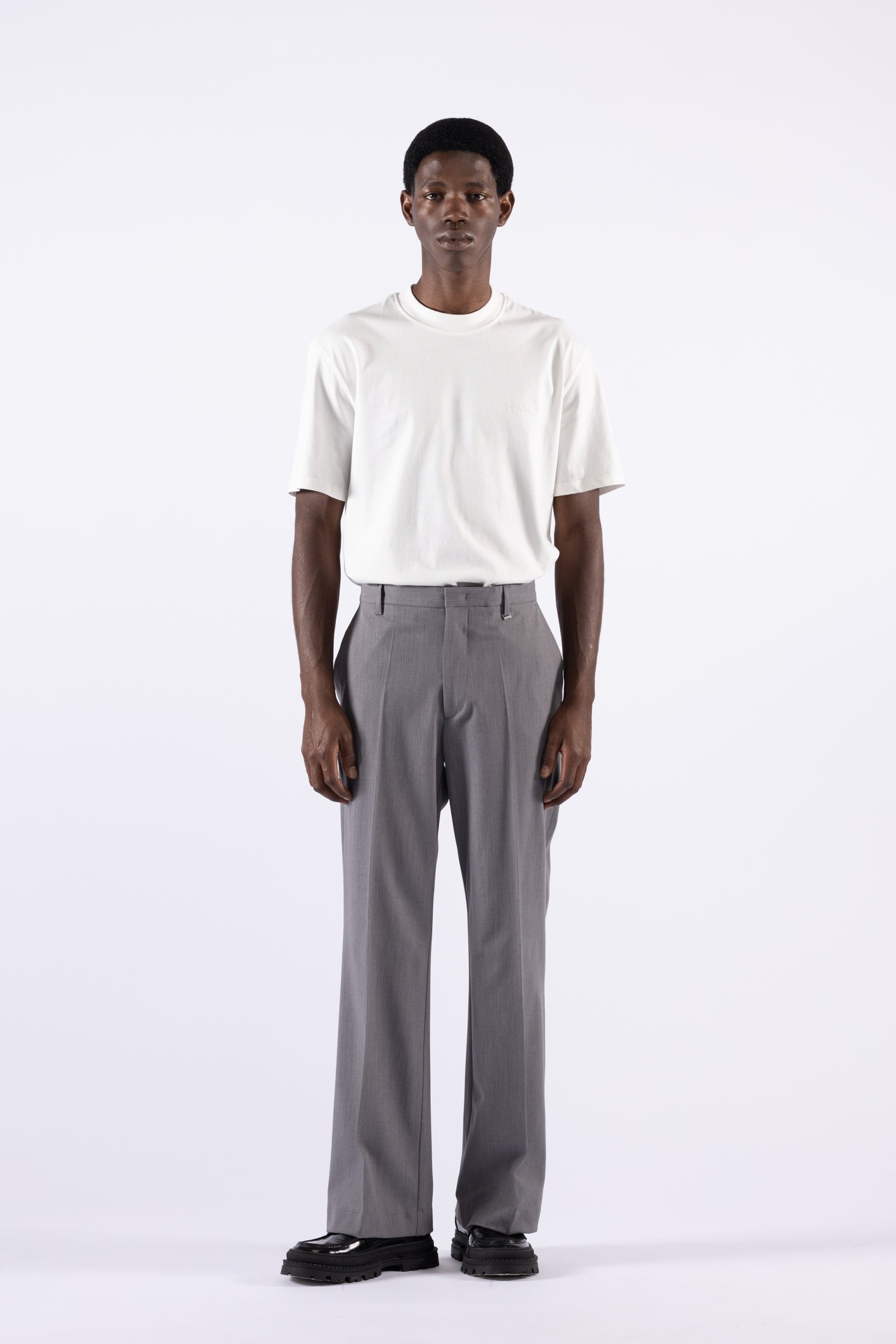 Pantalone flare in misto lana - Grigio