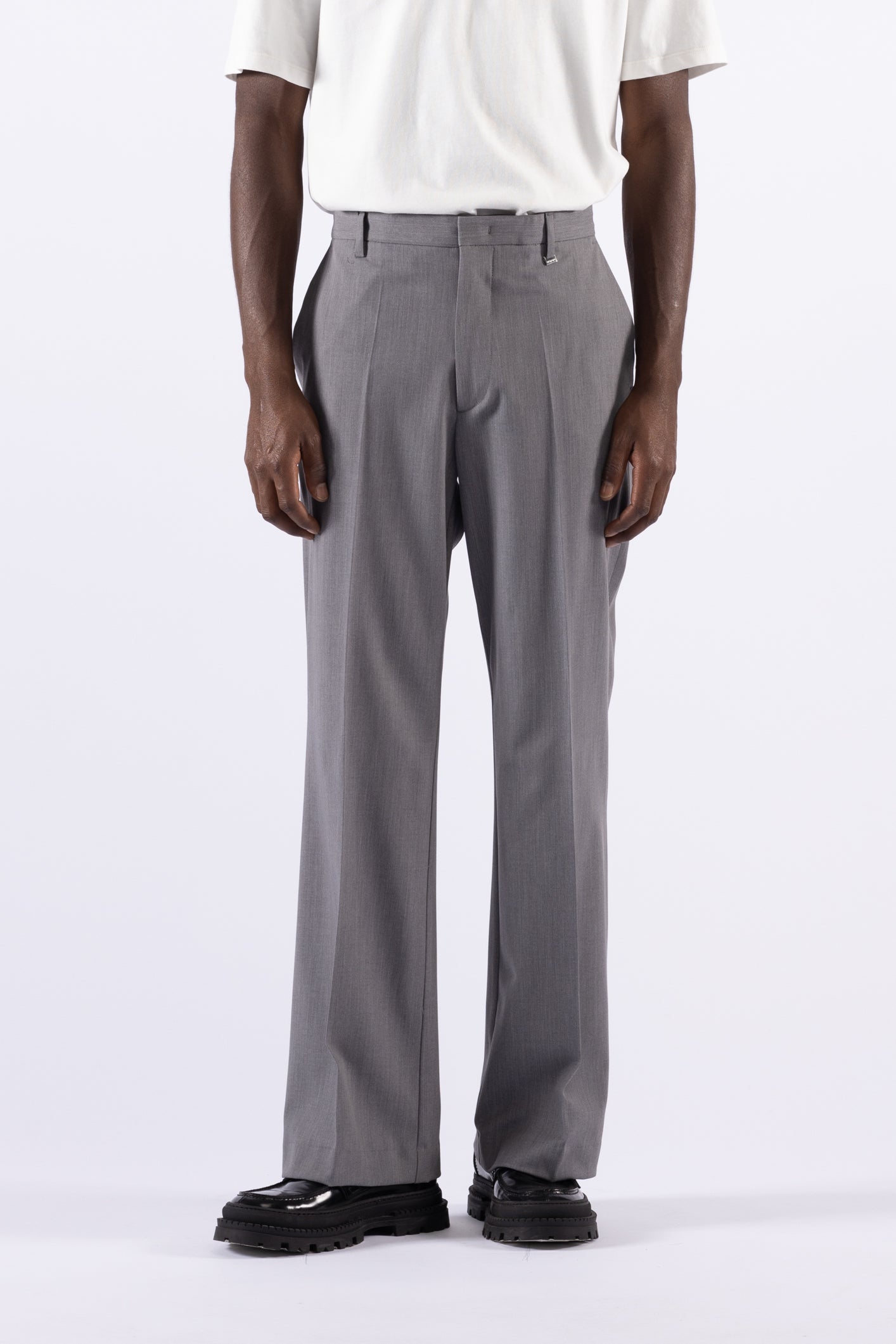 Pantalone flare in misto lana - Grigio