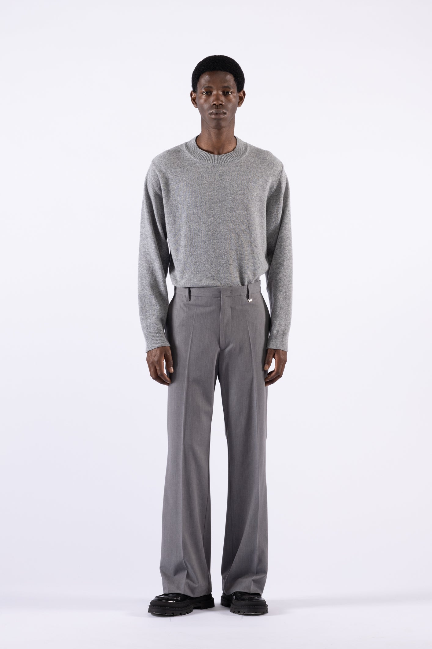 Pantalone flare in misto lana - Grigio