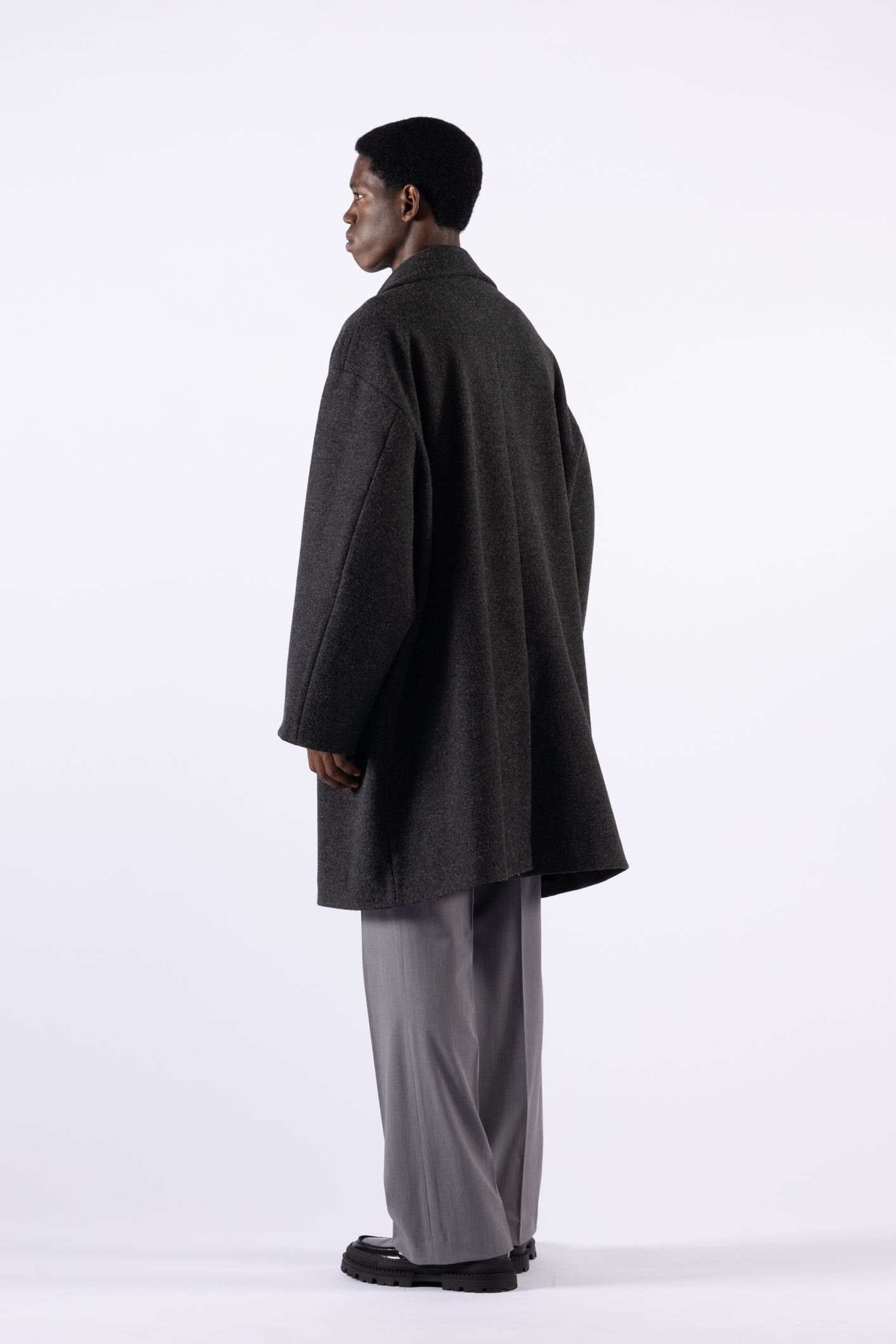 Oversized Double-Breasted Coat - Grey