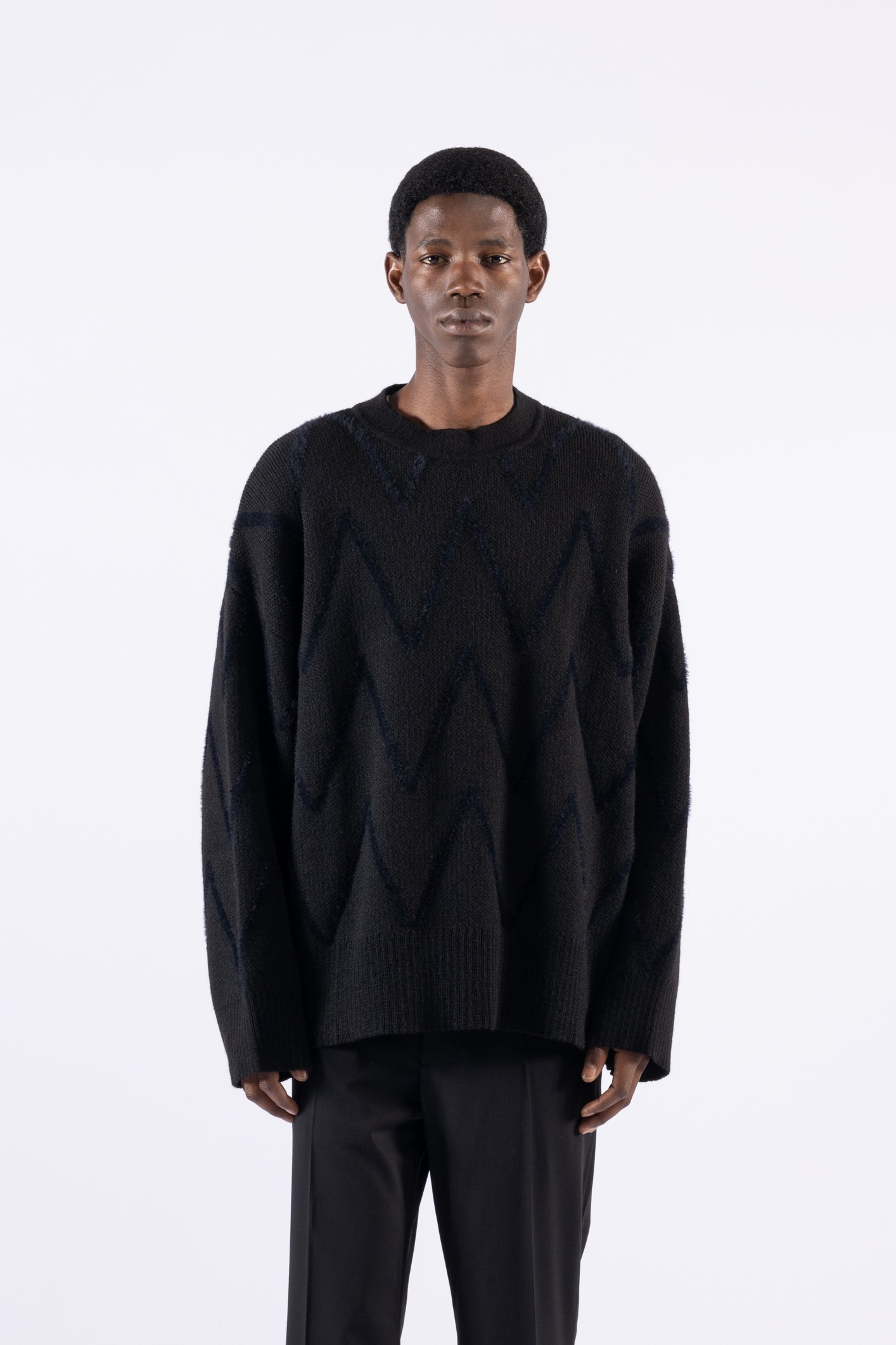 Maglia girocollo oversize fantasia - Nero