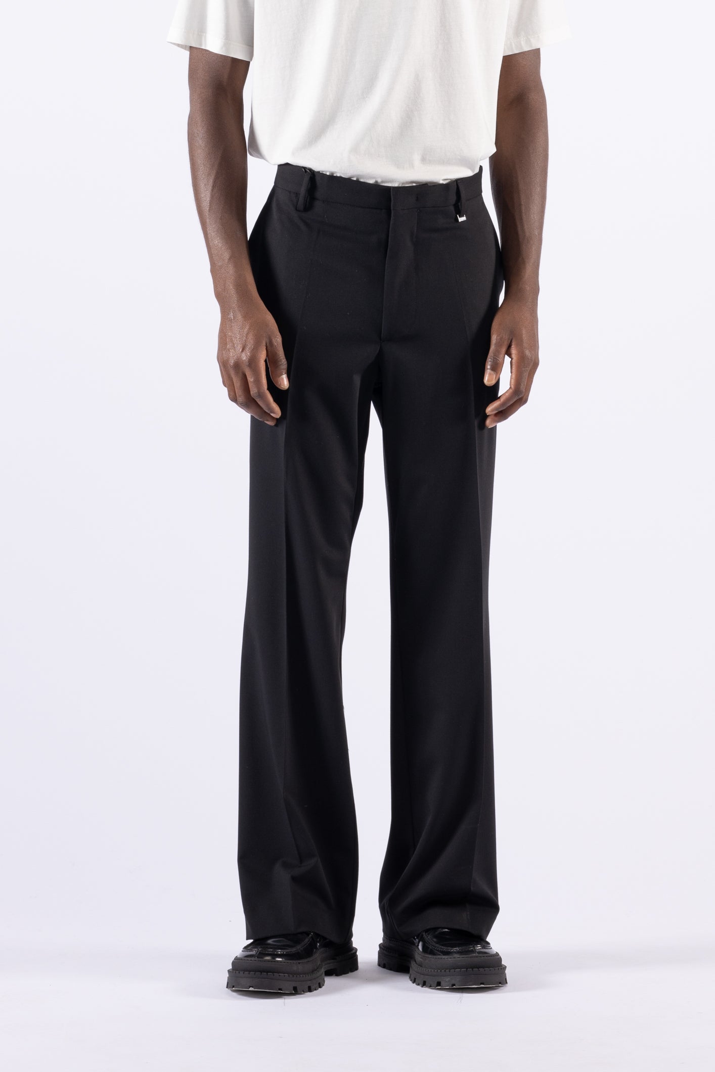 Pantalone flare in misto lana - Nero