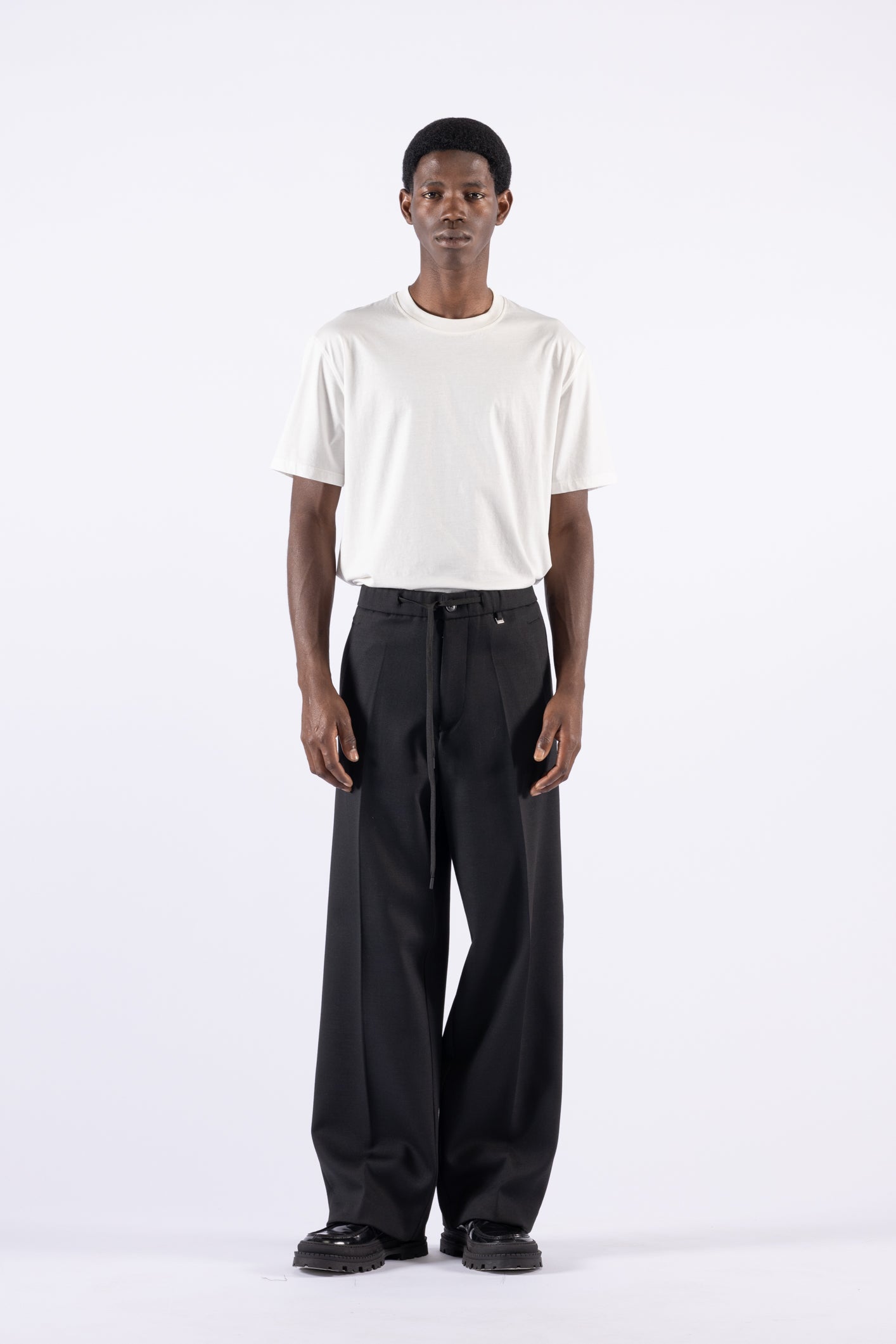 Pantalone con coulisse fondo ampio - Nero