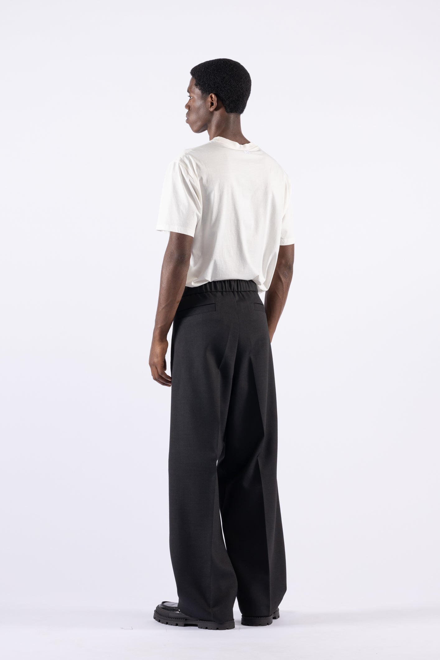 Pantalone con coulisse fondo ampio - Nero