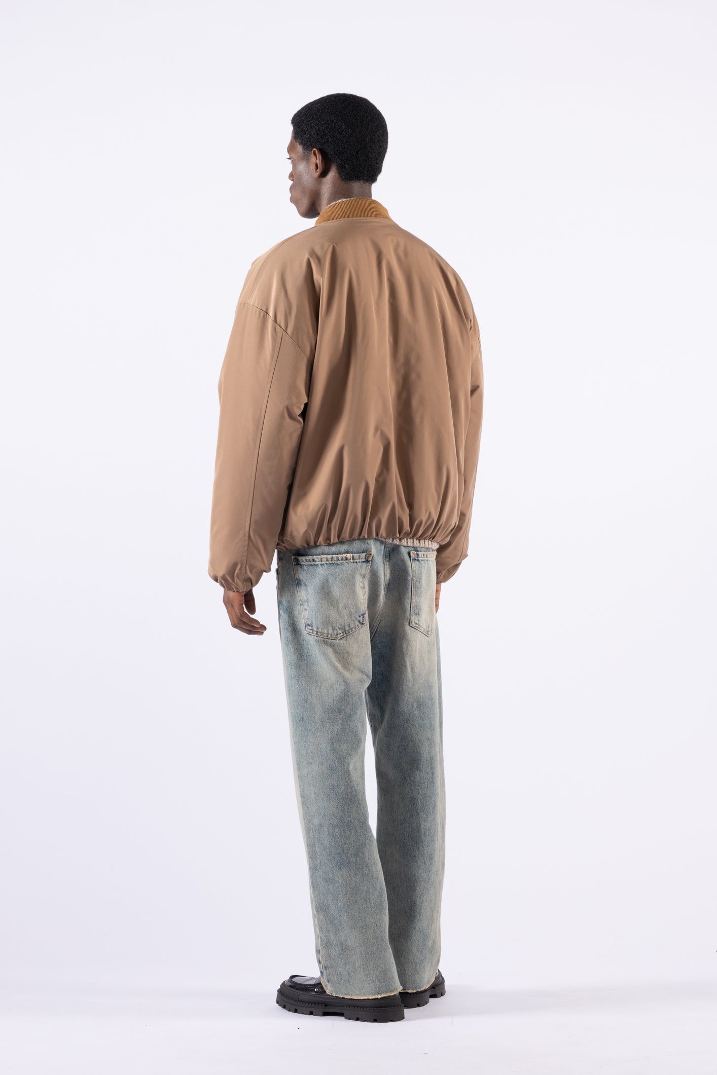 Oversized nylon bomber jacket - Tobacco