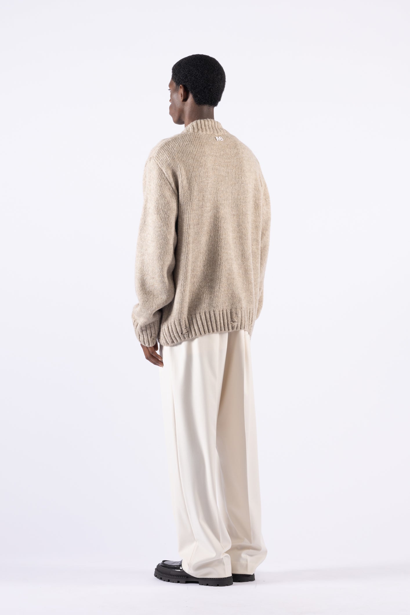 Cardigan oversize con rotture - Beige