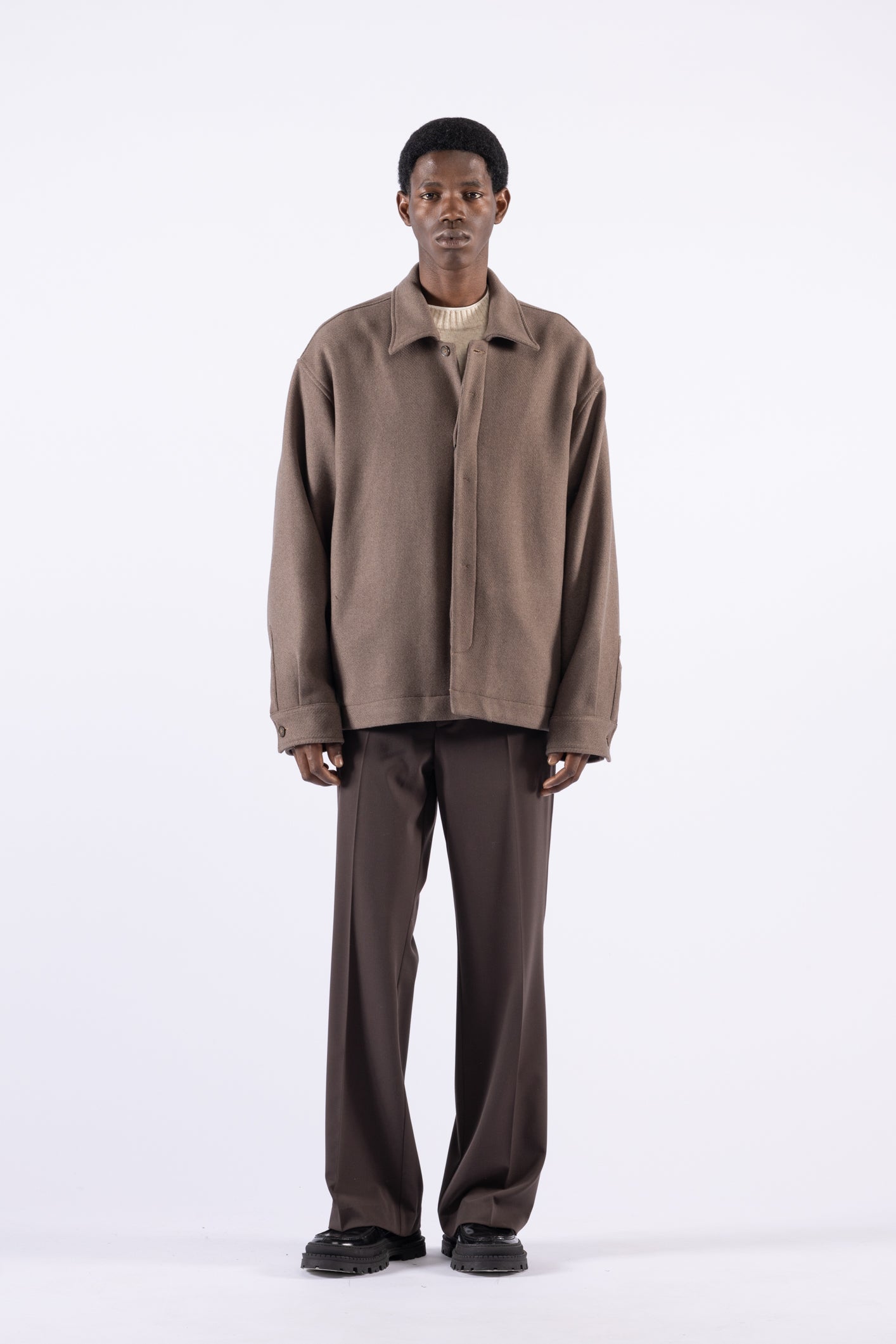 Giacca camicia in lana - Moro