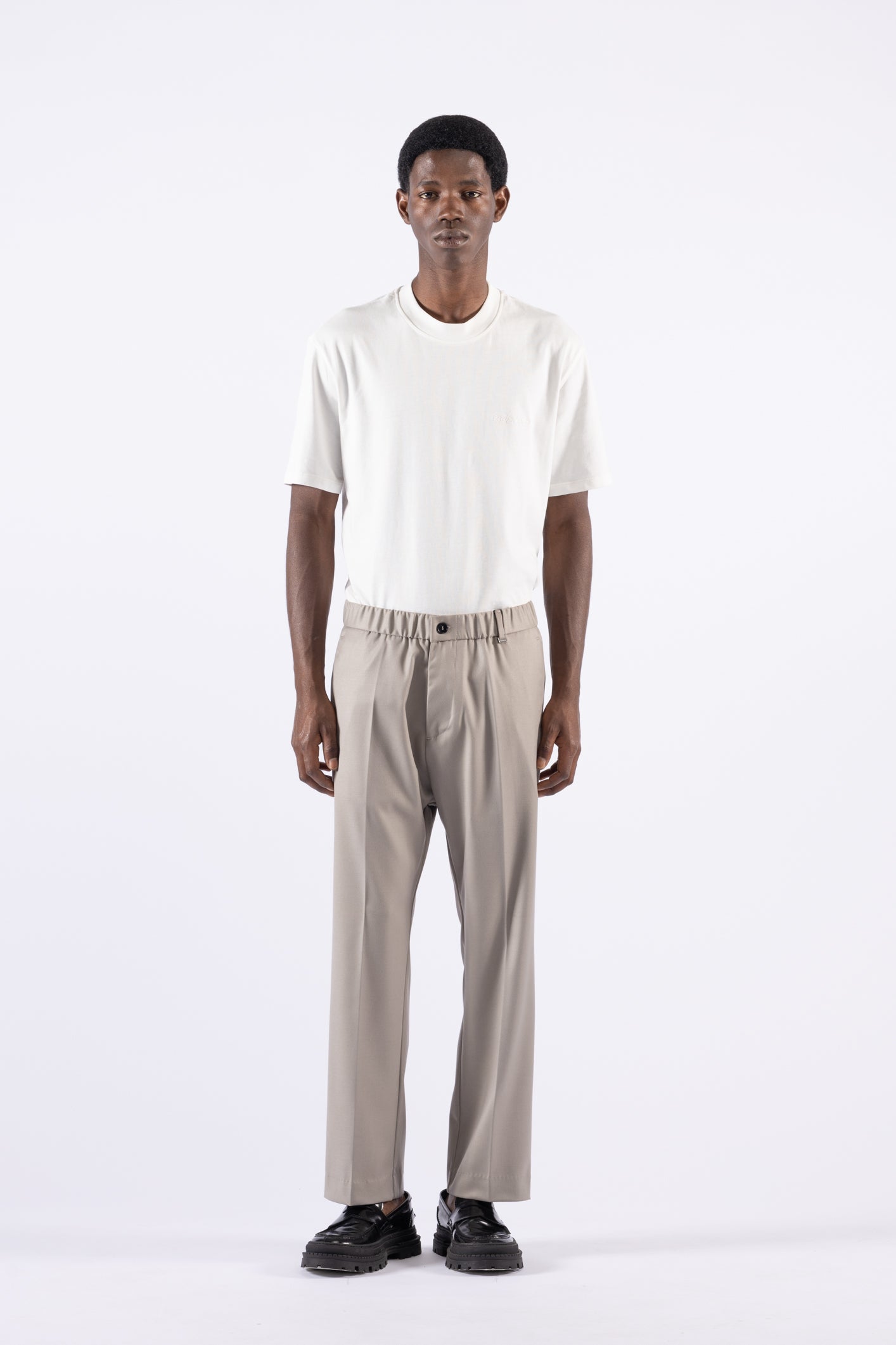 Pantalone con elastico gamba dritta - Mastice