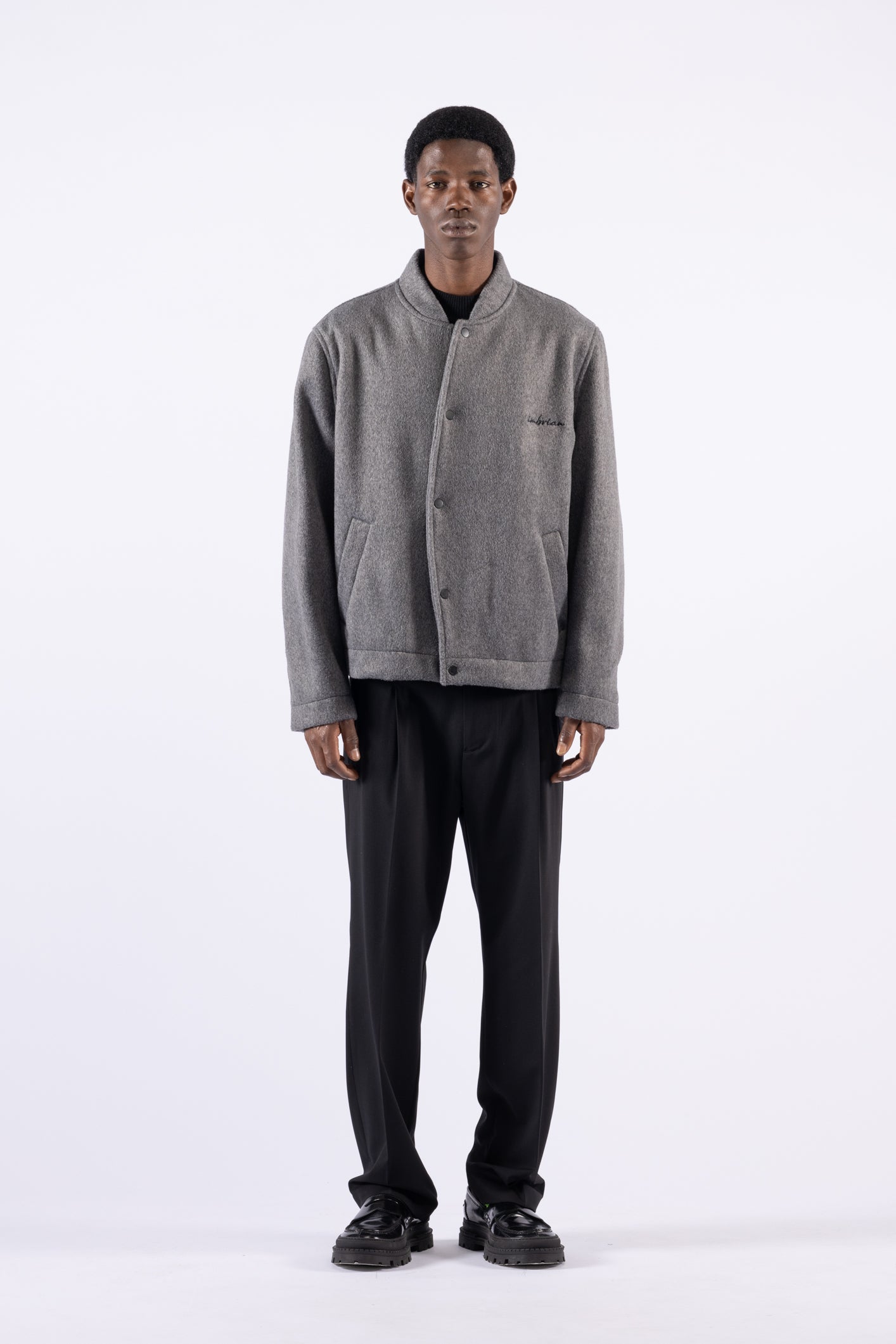 Bomber relaxed in misto lana - Grigio