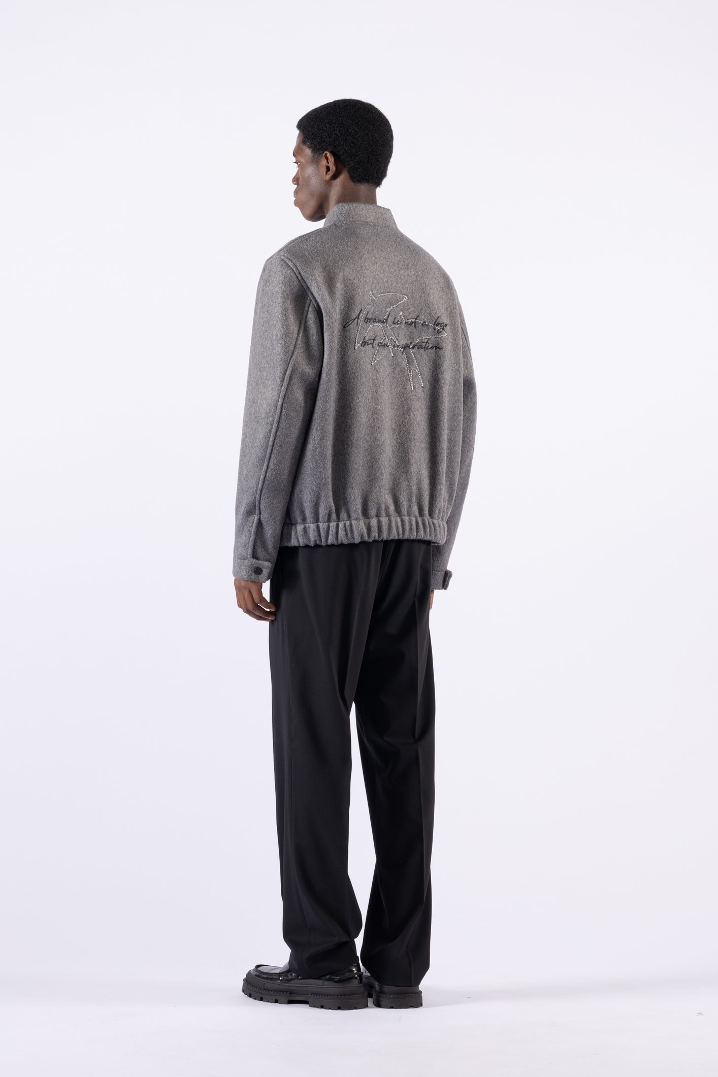 Bomber relaxed in misto lana - Grigio