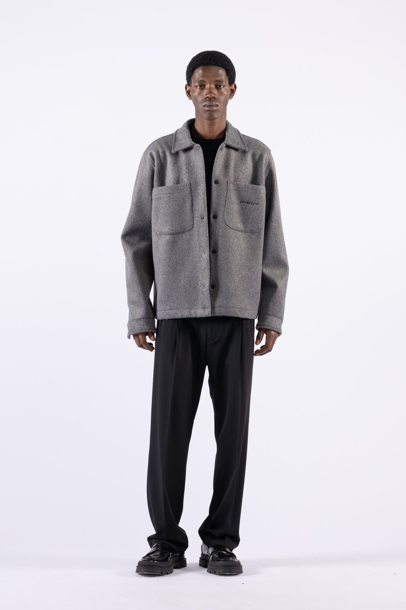 Giacca camicia in misto lana - Grigio