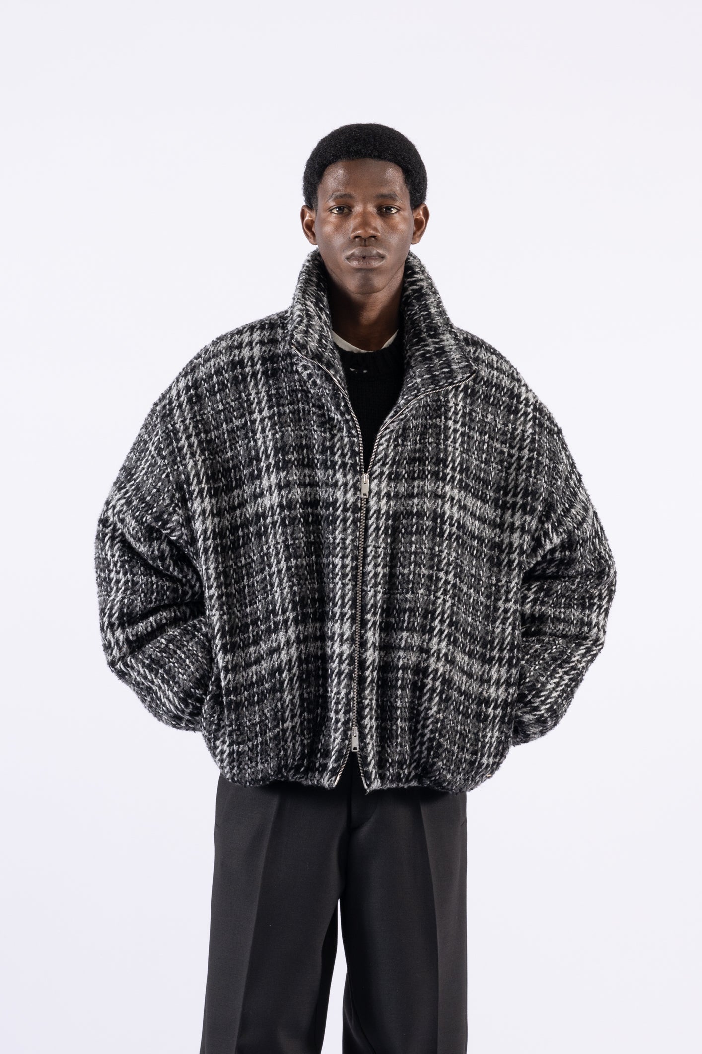 Giacca oversize in tweed motivo check