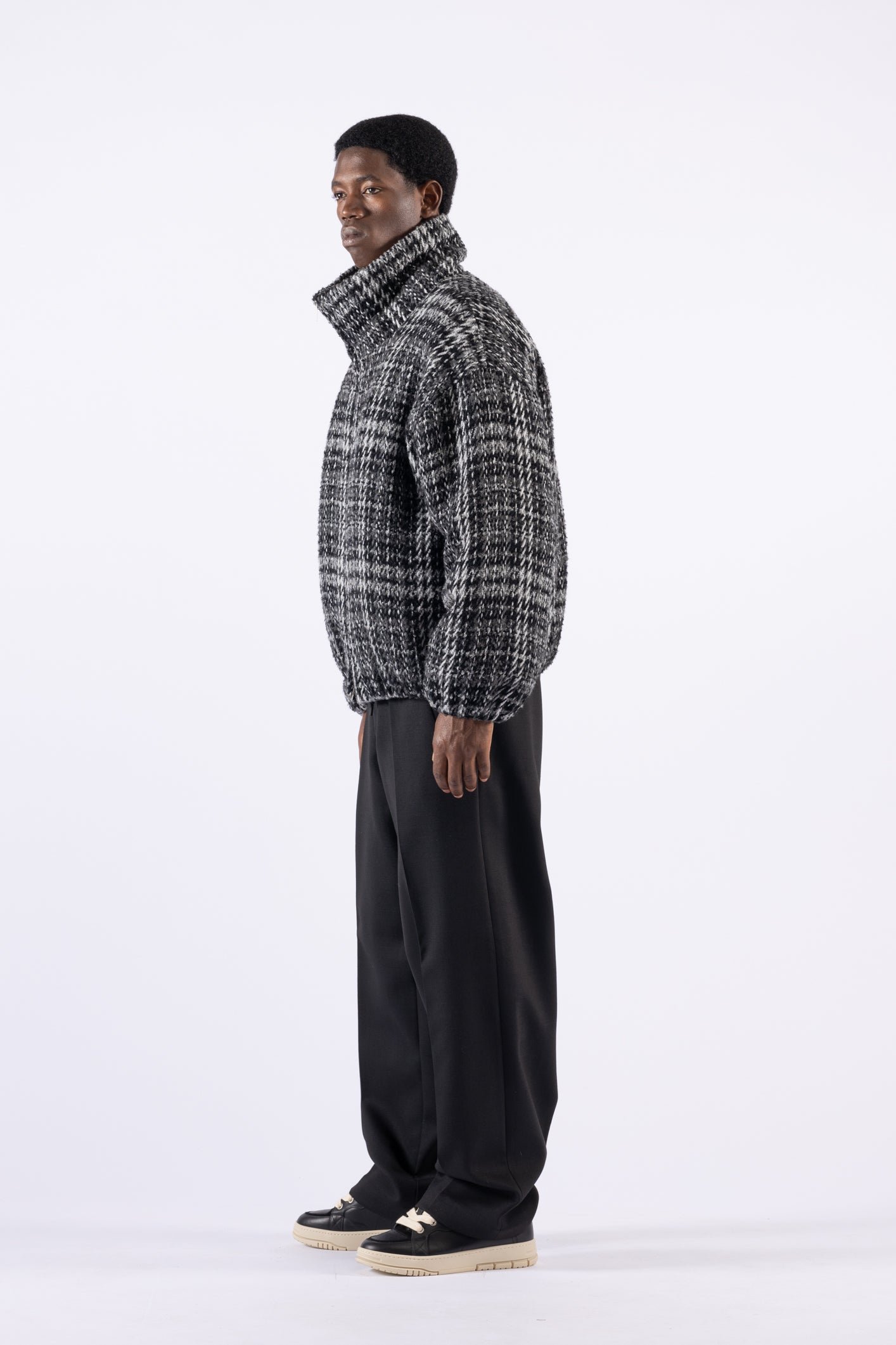 Giacca oversize in tweed motivo check