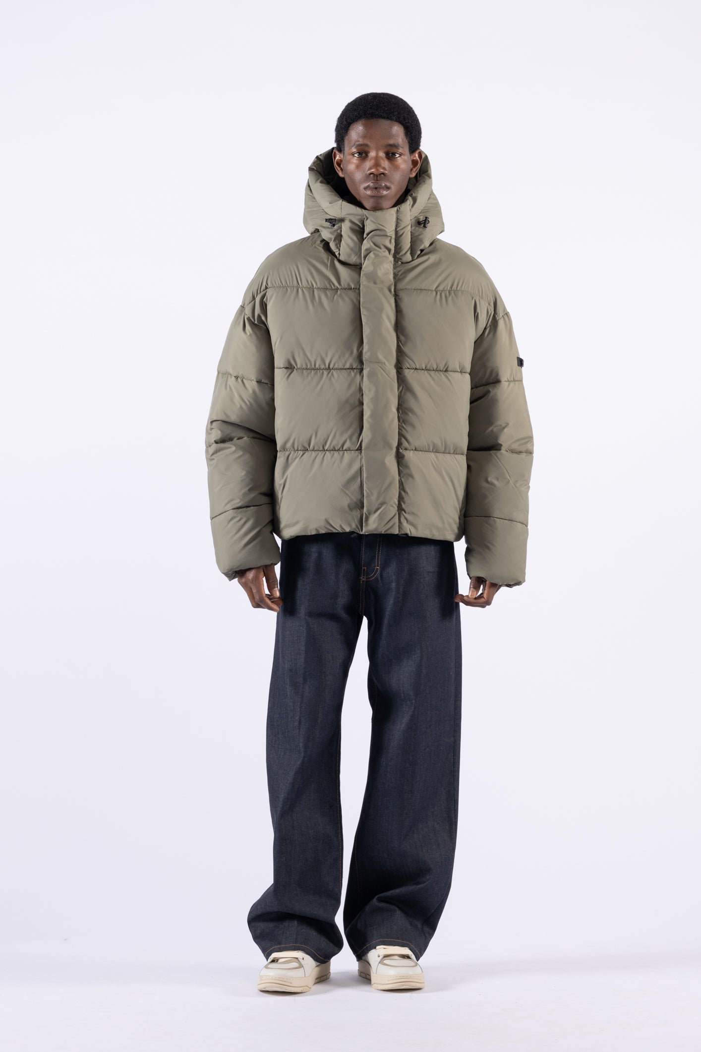 Piumino oversize con cappuccio - Verde