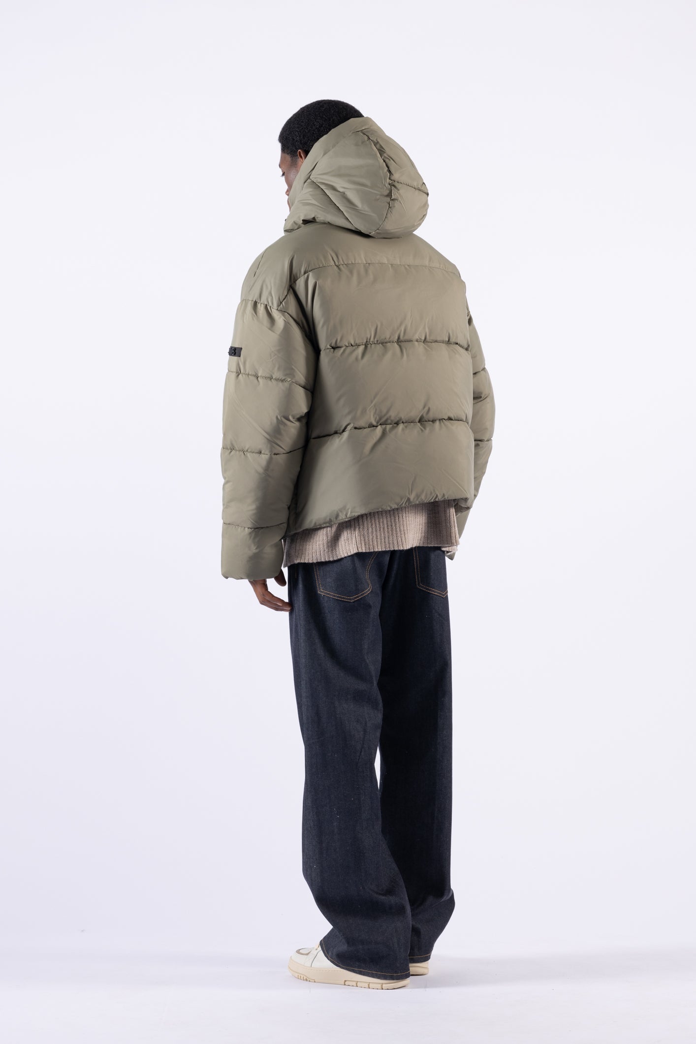 Piumino oversize con cappuccio - Verde