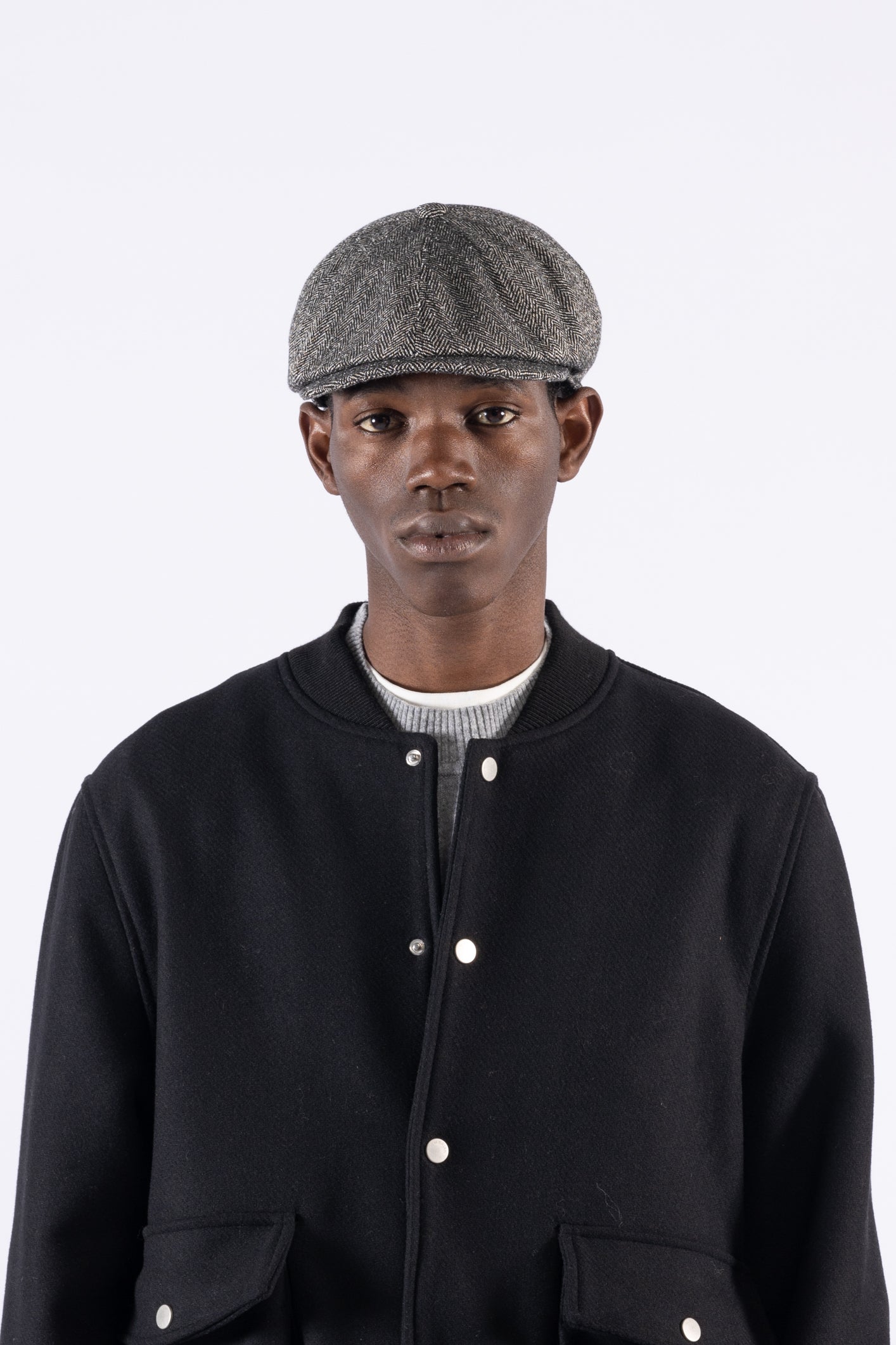 Herringbone pattern flannel cap