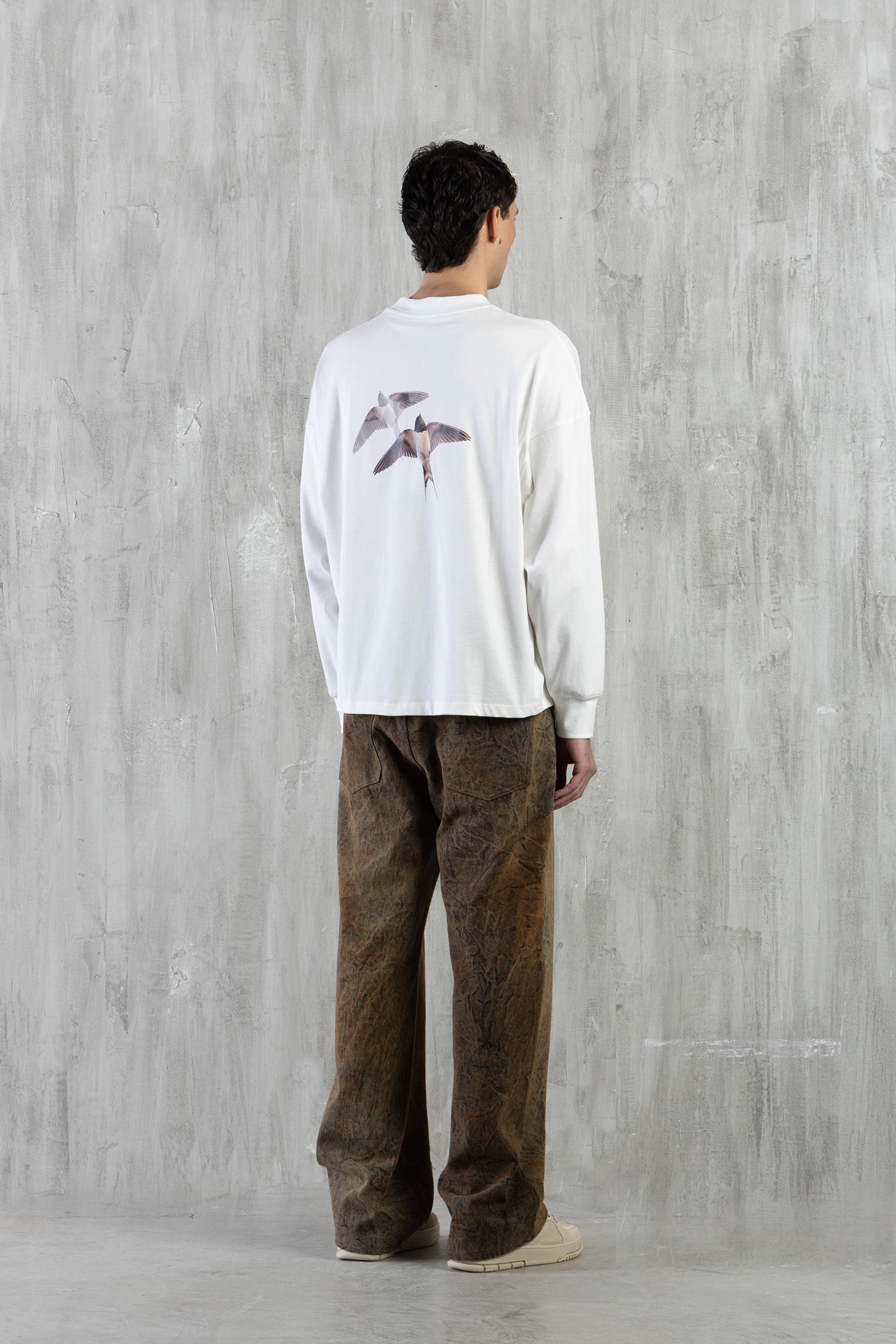 T-shirt oversize manica lunga - Panna