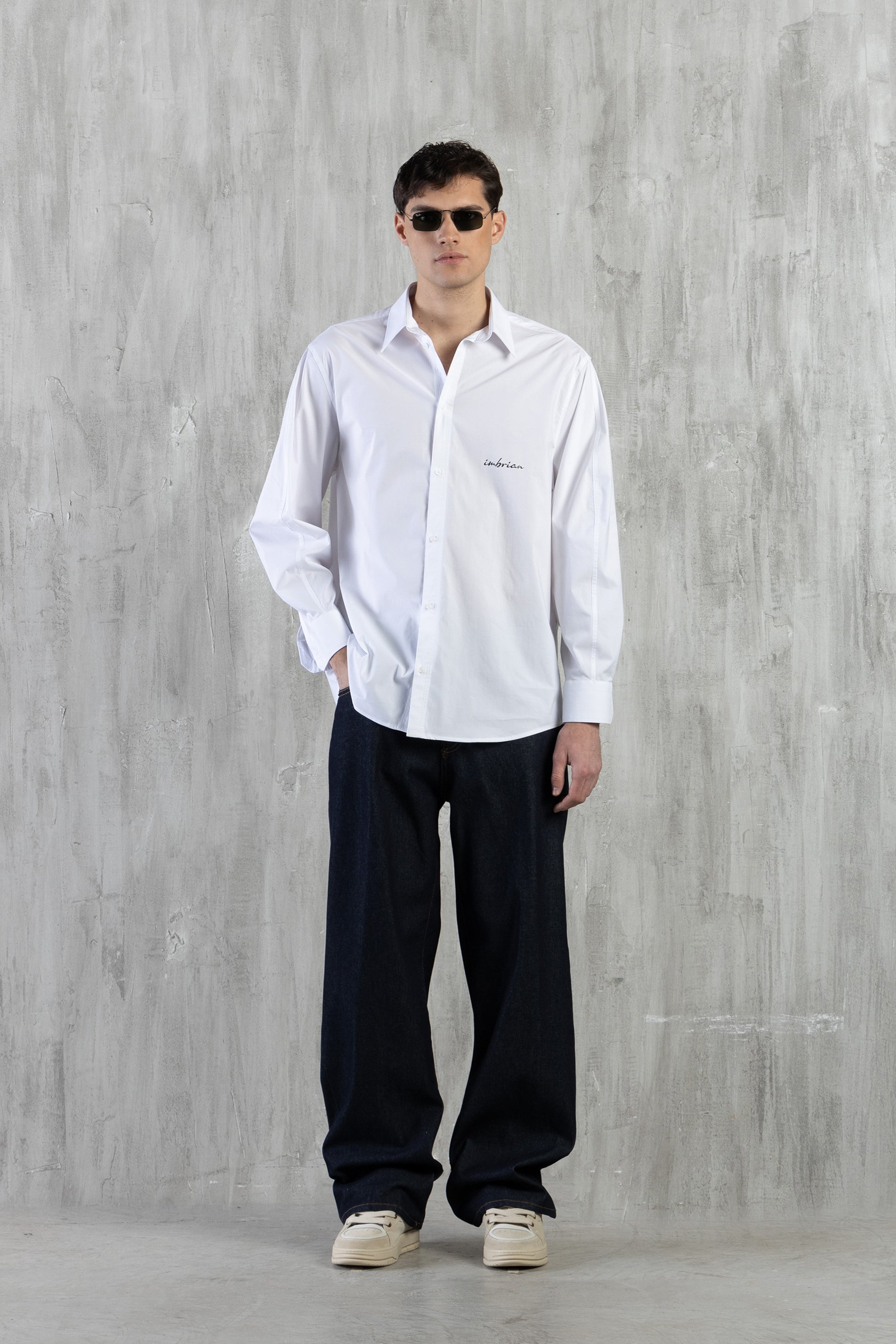 Camicia oversize in cotone con stampa - Bianco