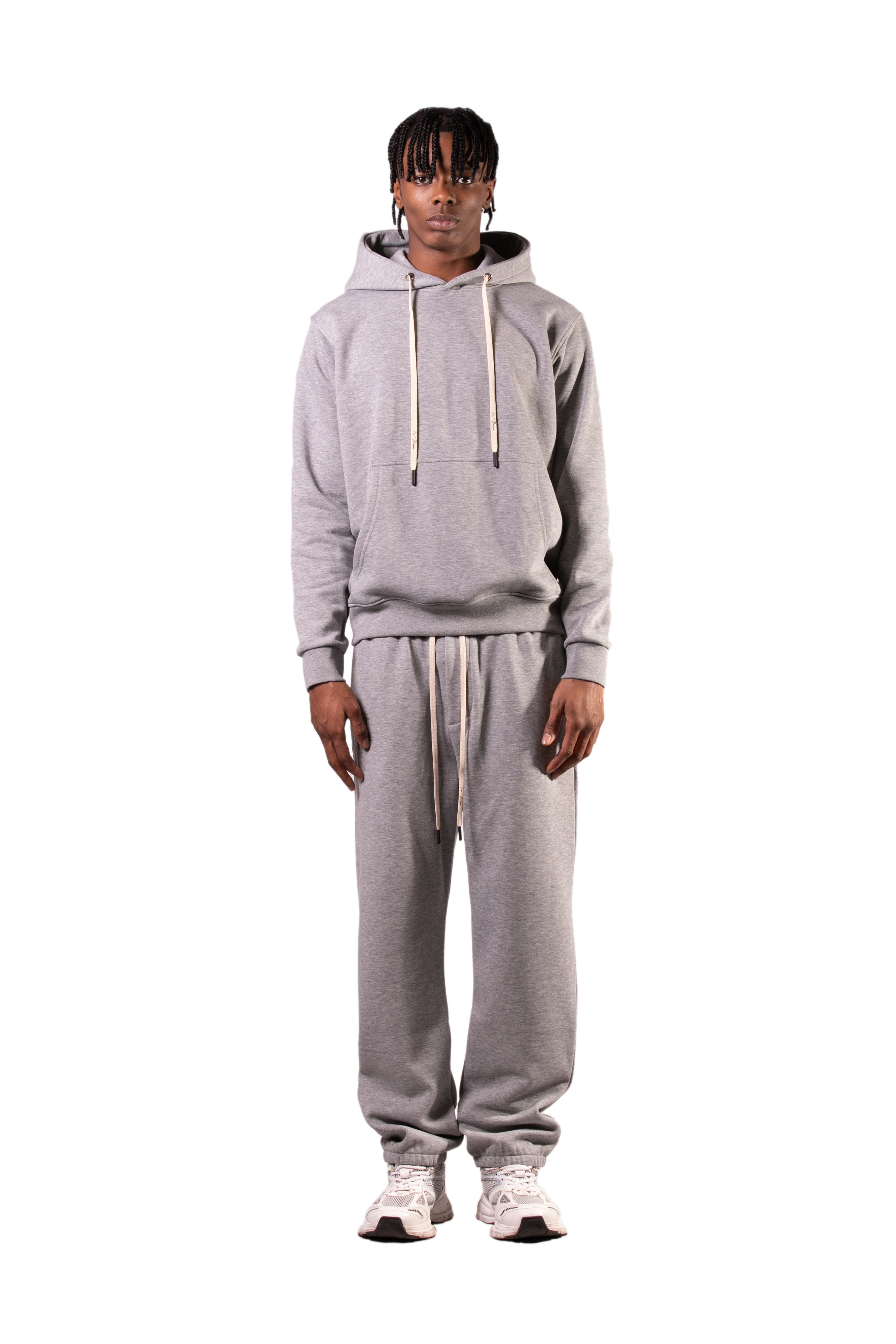 Trousers with elasticated hem in brushed cotton - Grey